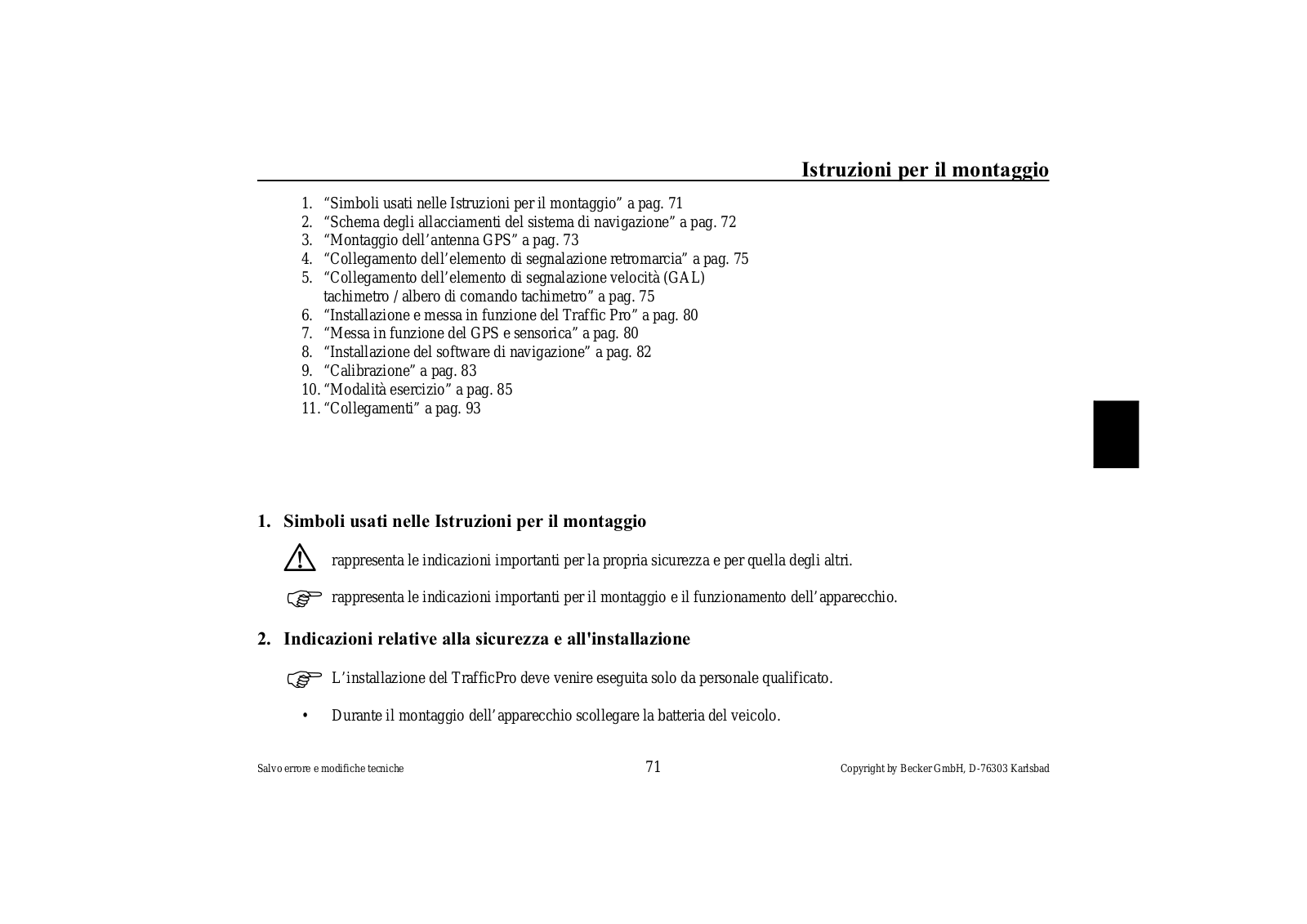 Becker TrafficProHighSpeed7825, TrafficProHighSpeed7823, TrafficProHighSpeed7820, TrafficPro4733, TrafficPro4725 User Manual