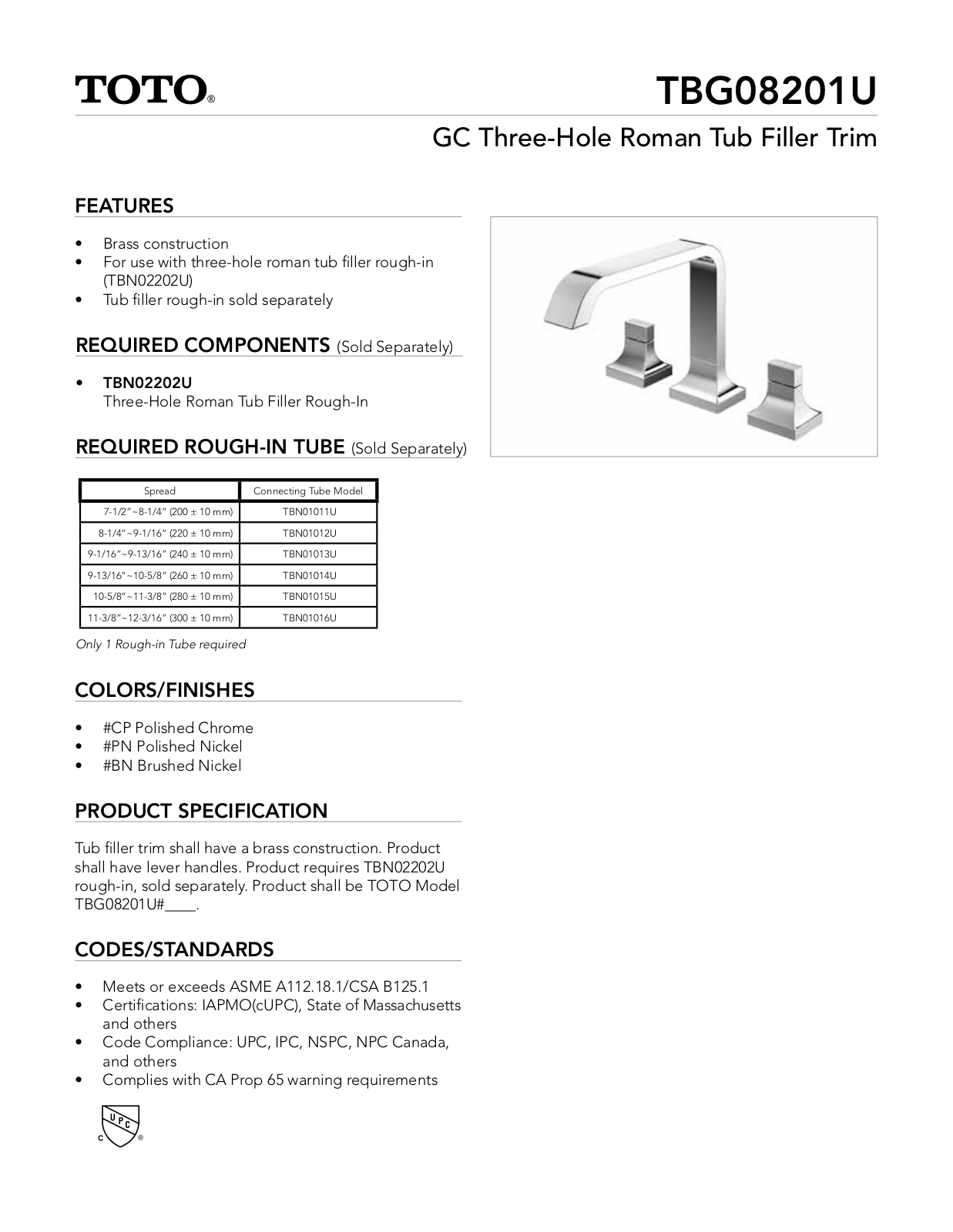 TOTO SBSA1552 Specifications - ManualMachine.com