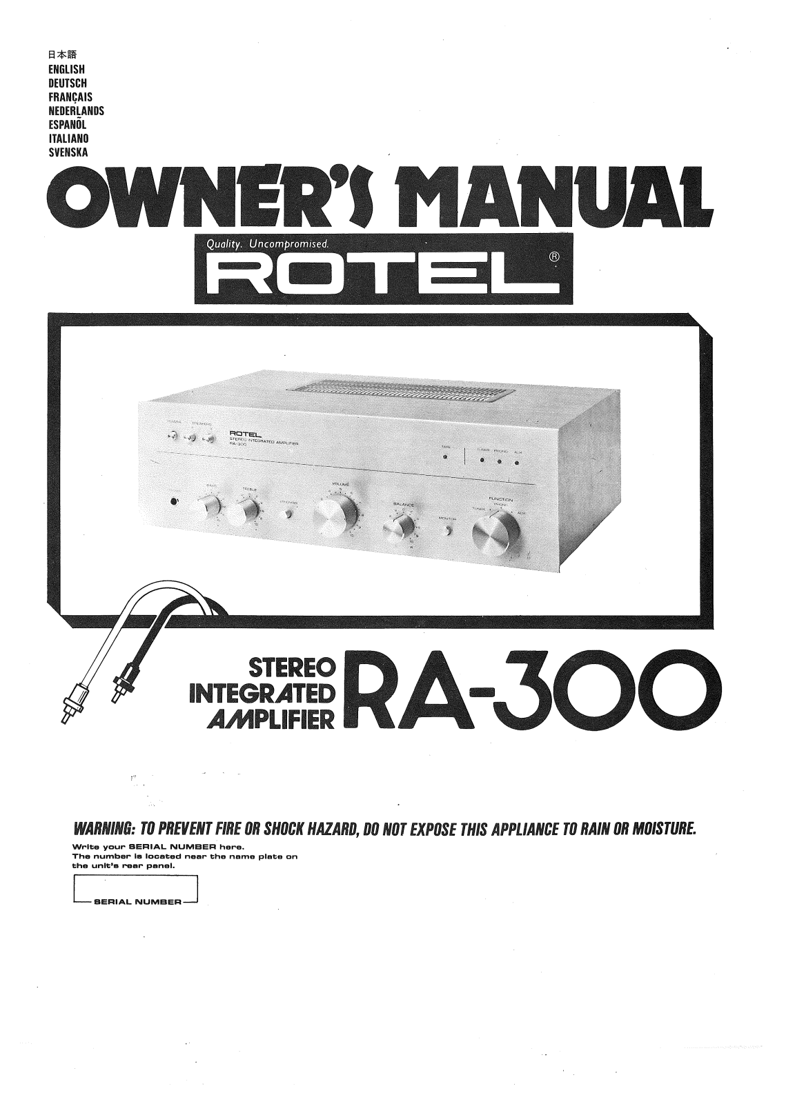 Rotel RA-300 User Manual