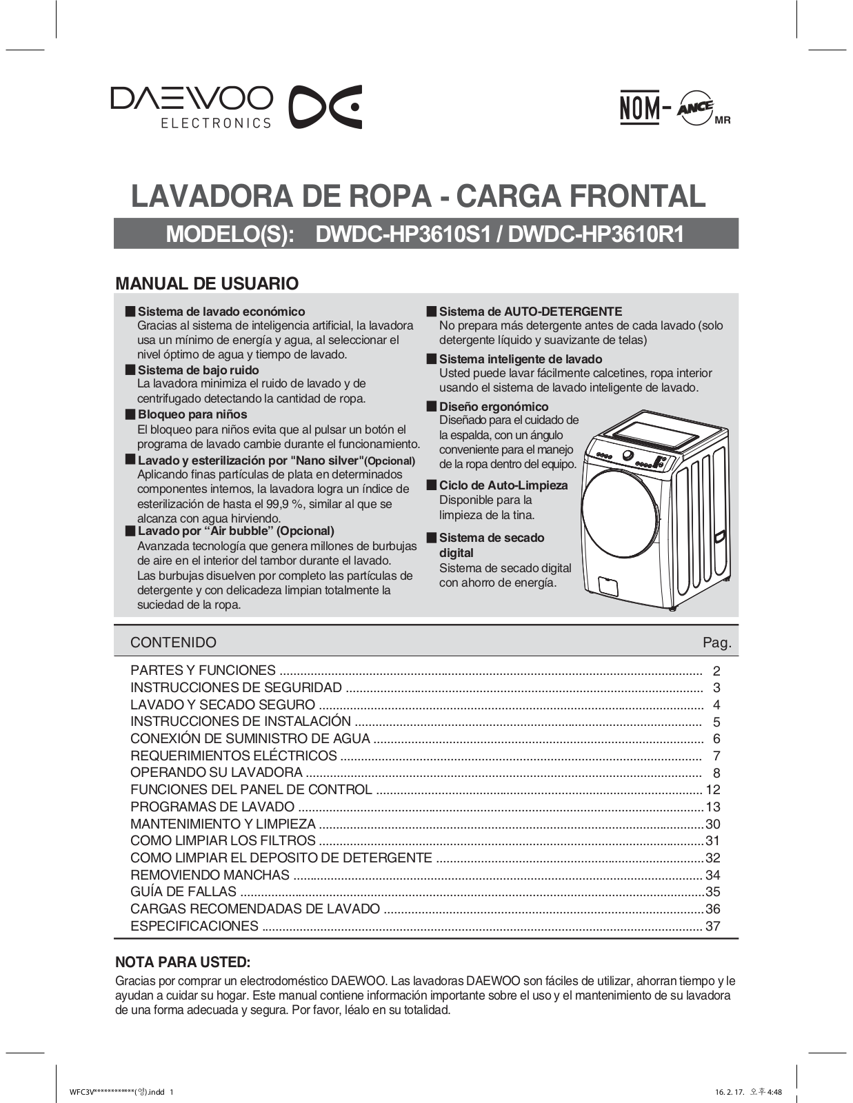 Daewoo DWDC-HP3610S1 User Manual