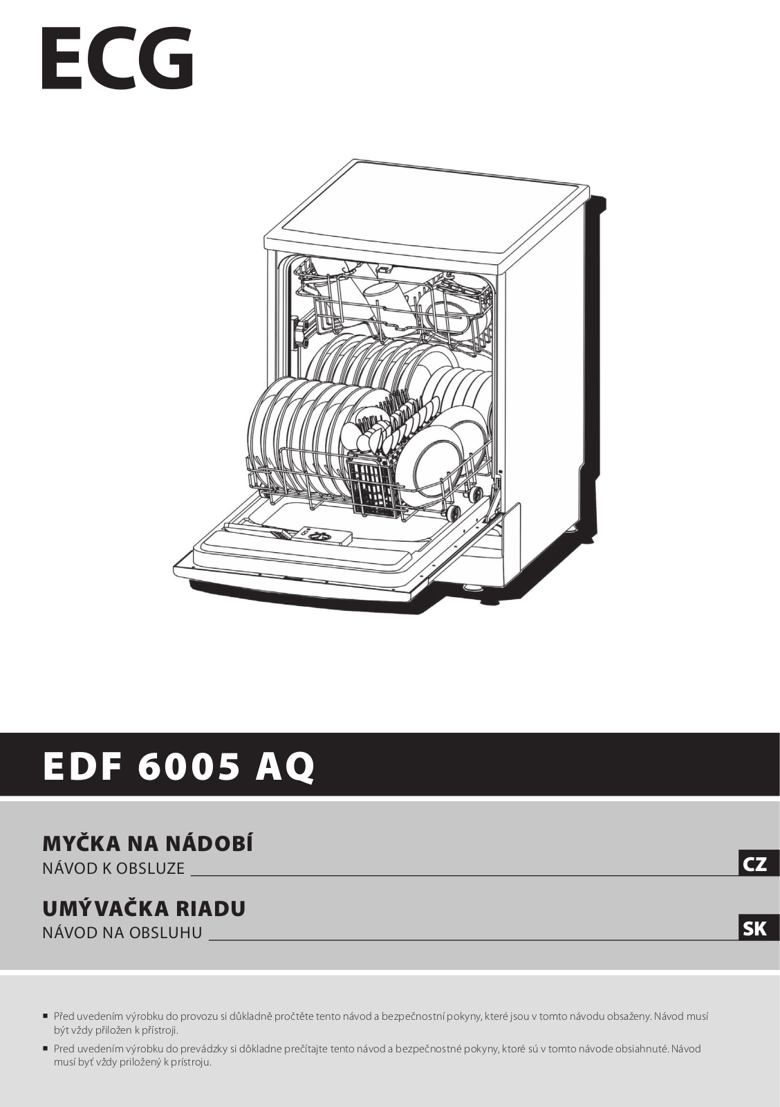 ECG EDF 6005 AQ User Manual