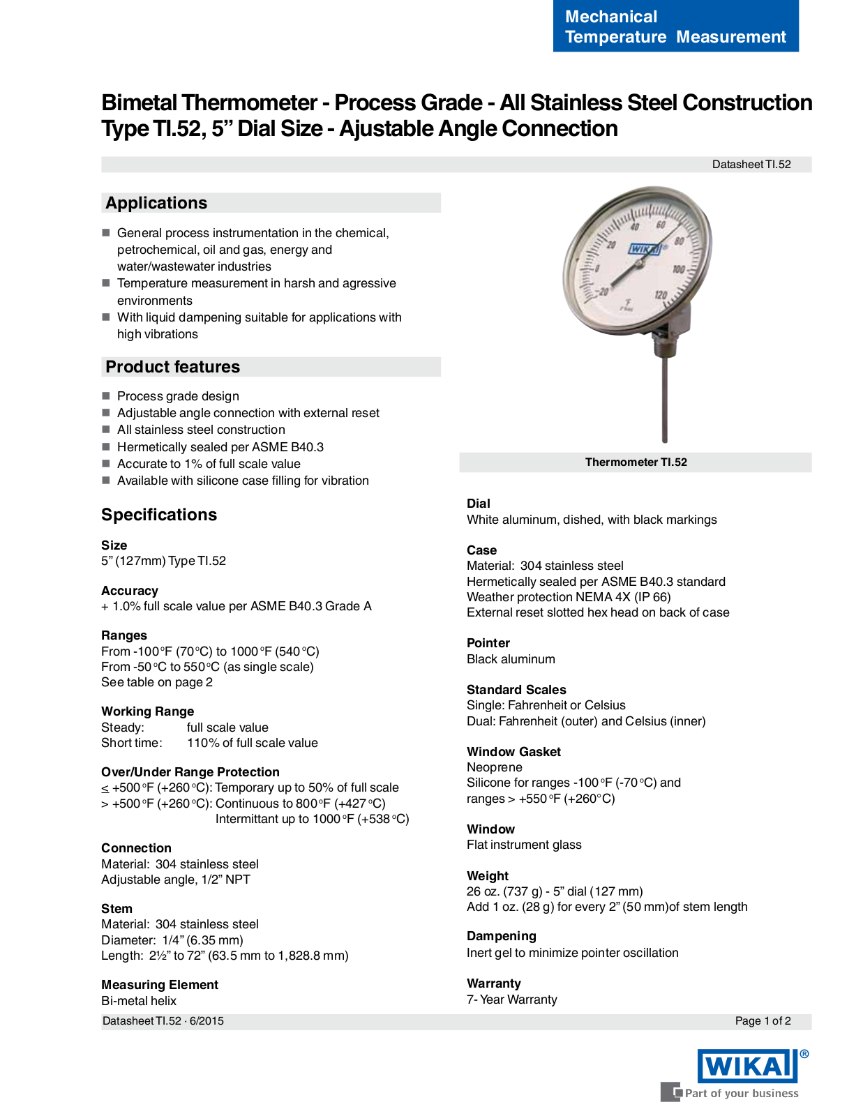 WIKA TI.52 Data sheet