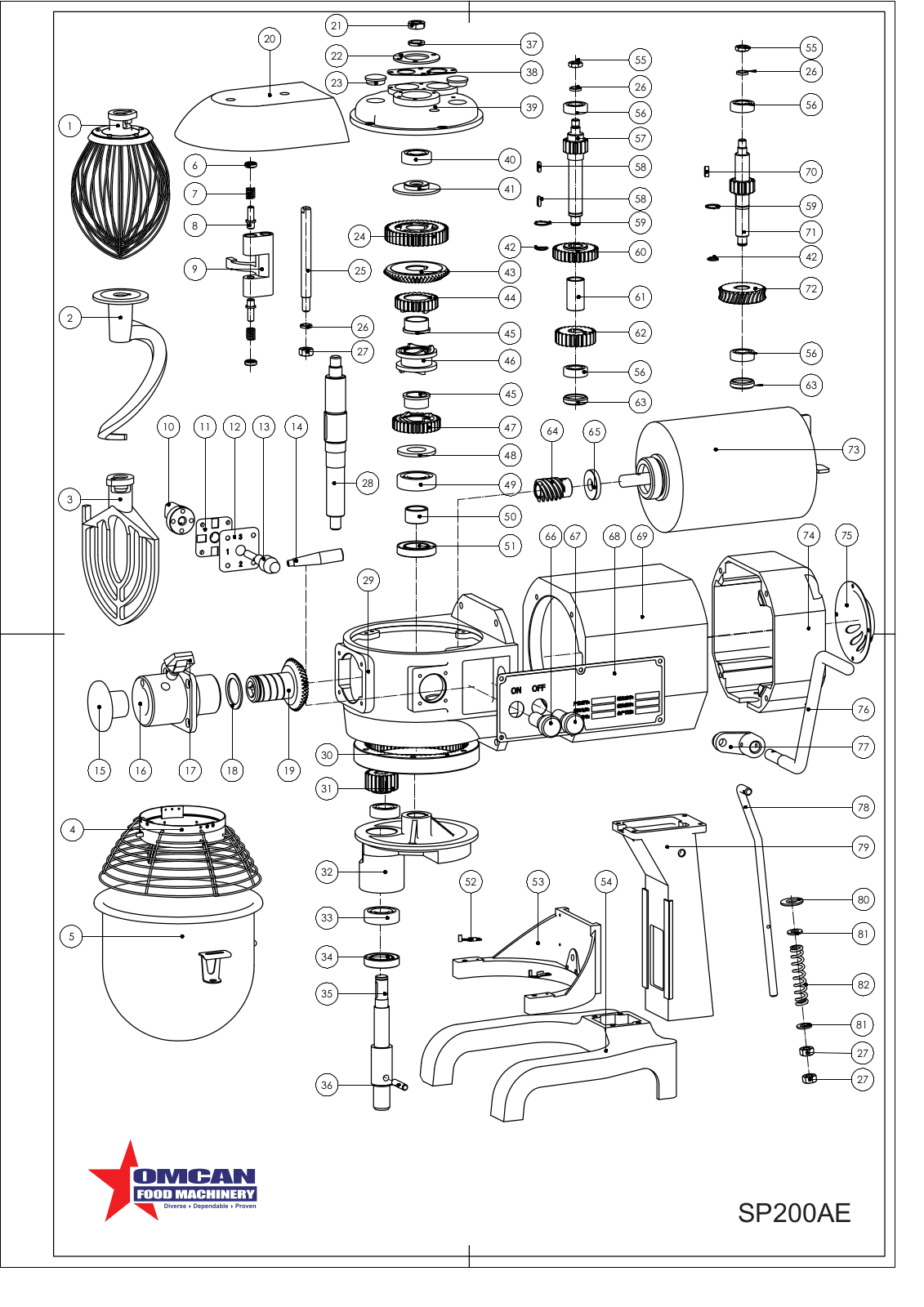 Omcan Food Machinery SP200AE Parts List