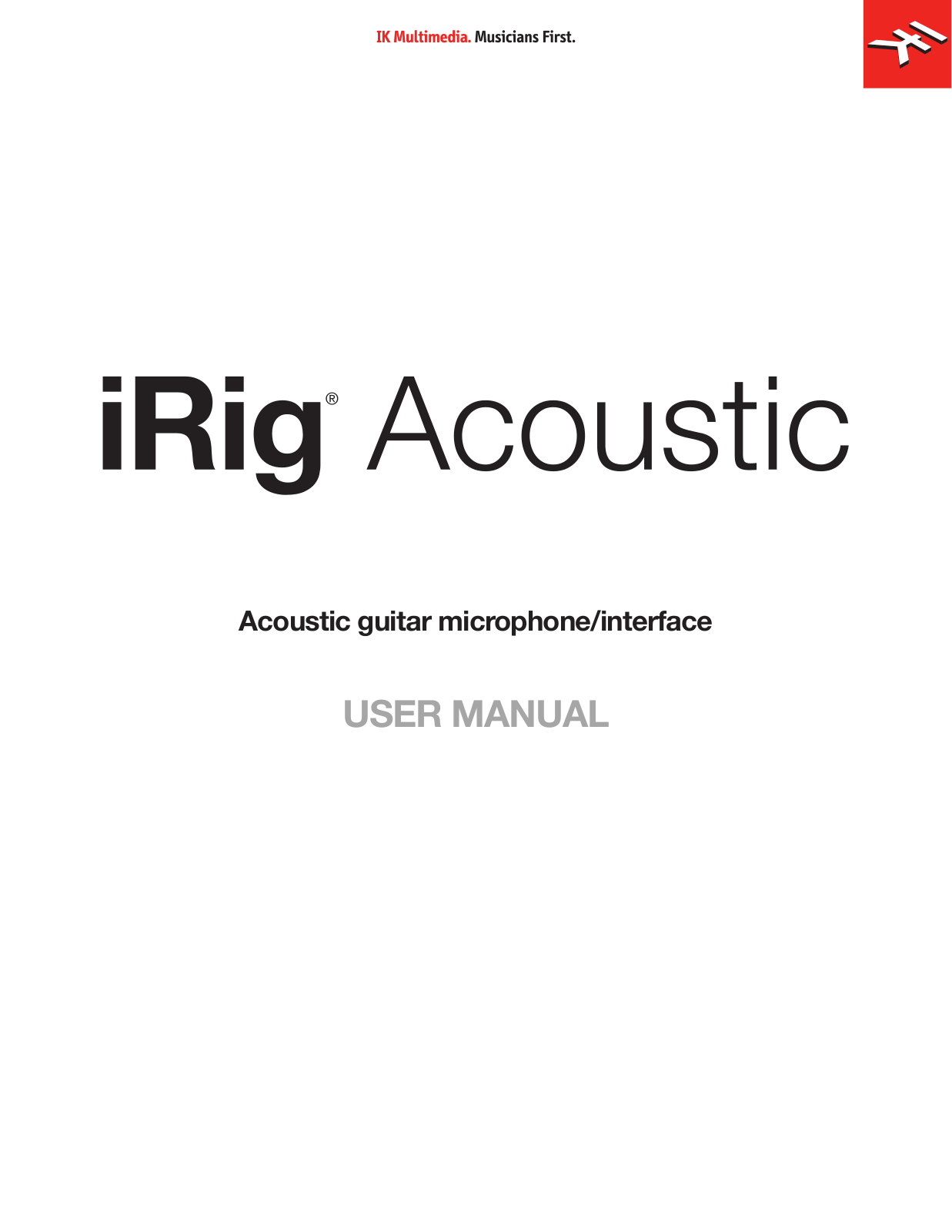 Ik Multimedia iRig Acoustic USER MANUAL