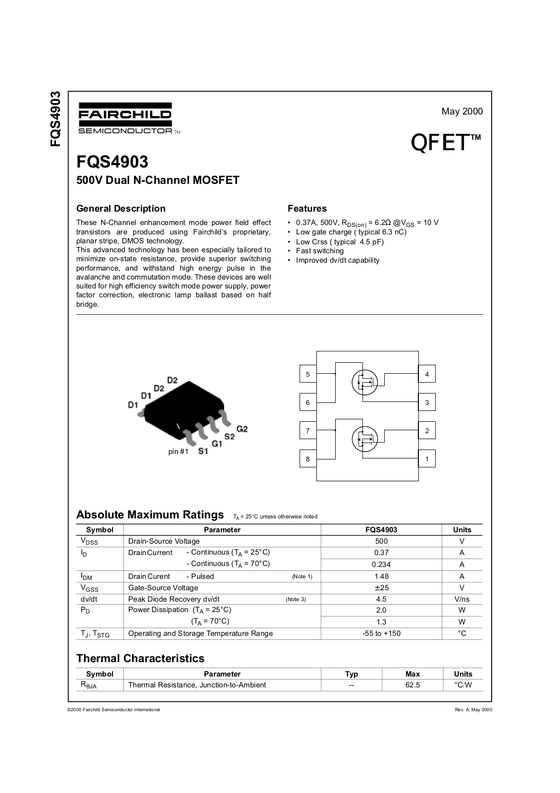 Fairchild Semiconductor FQS4903 Datasheet