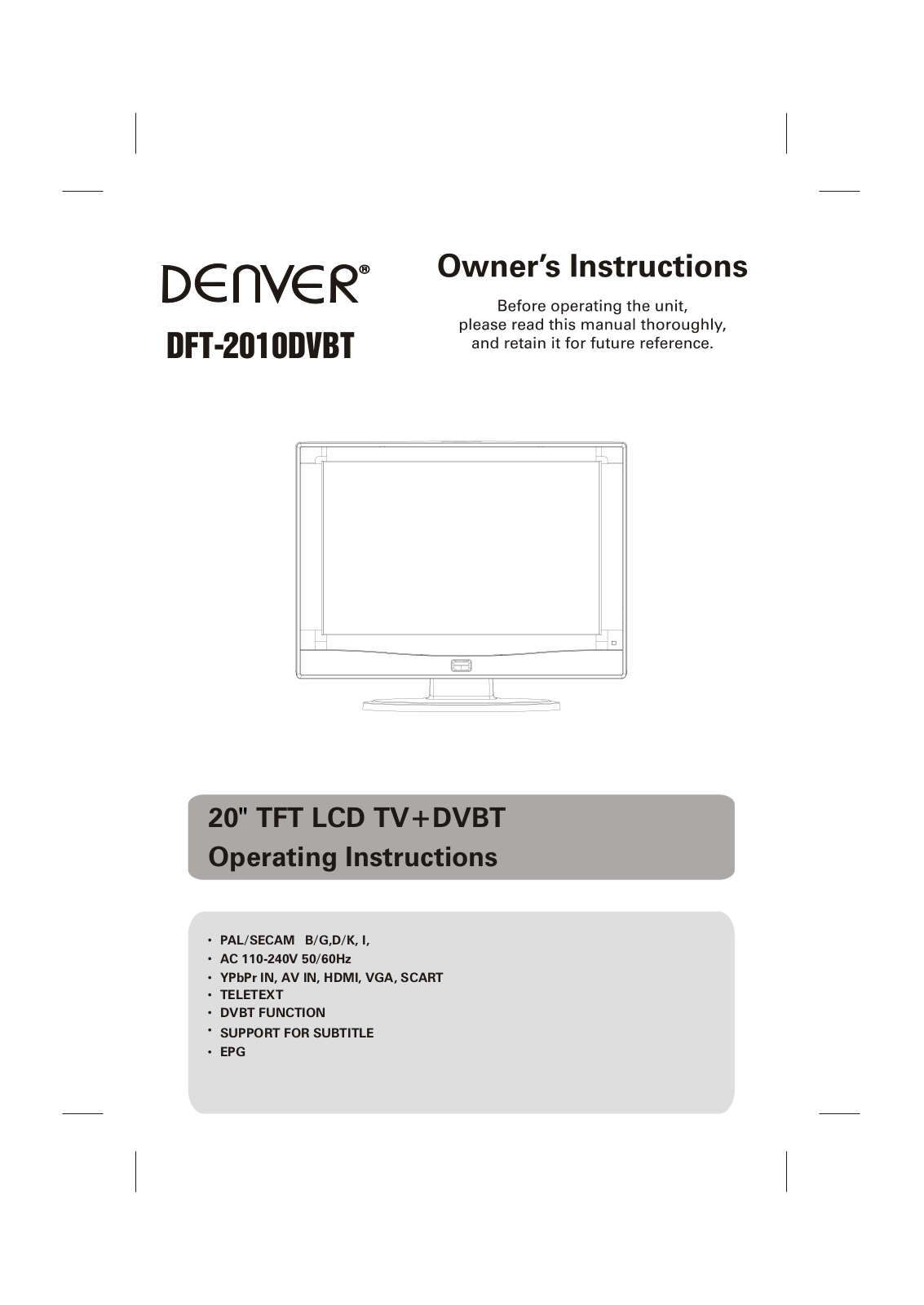 Denver DFT-2010DVBT User Manual