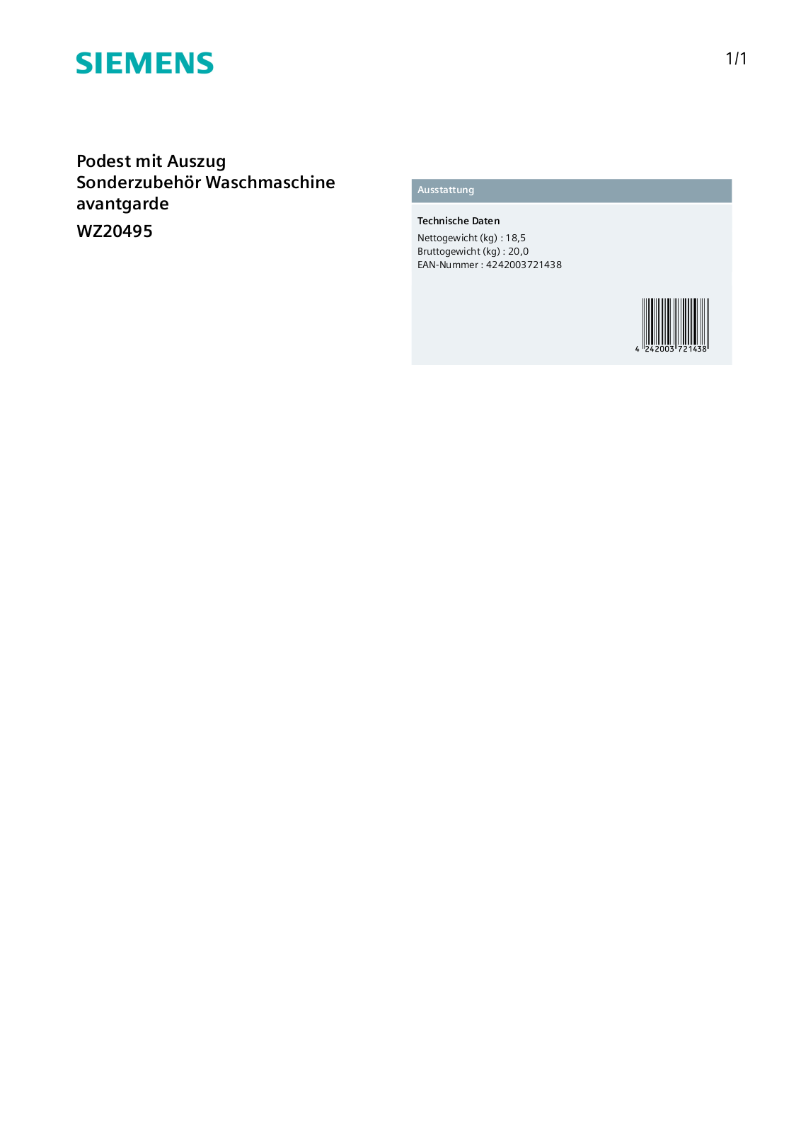 Siemens WZ20495 User Manual