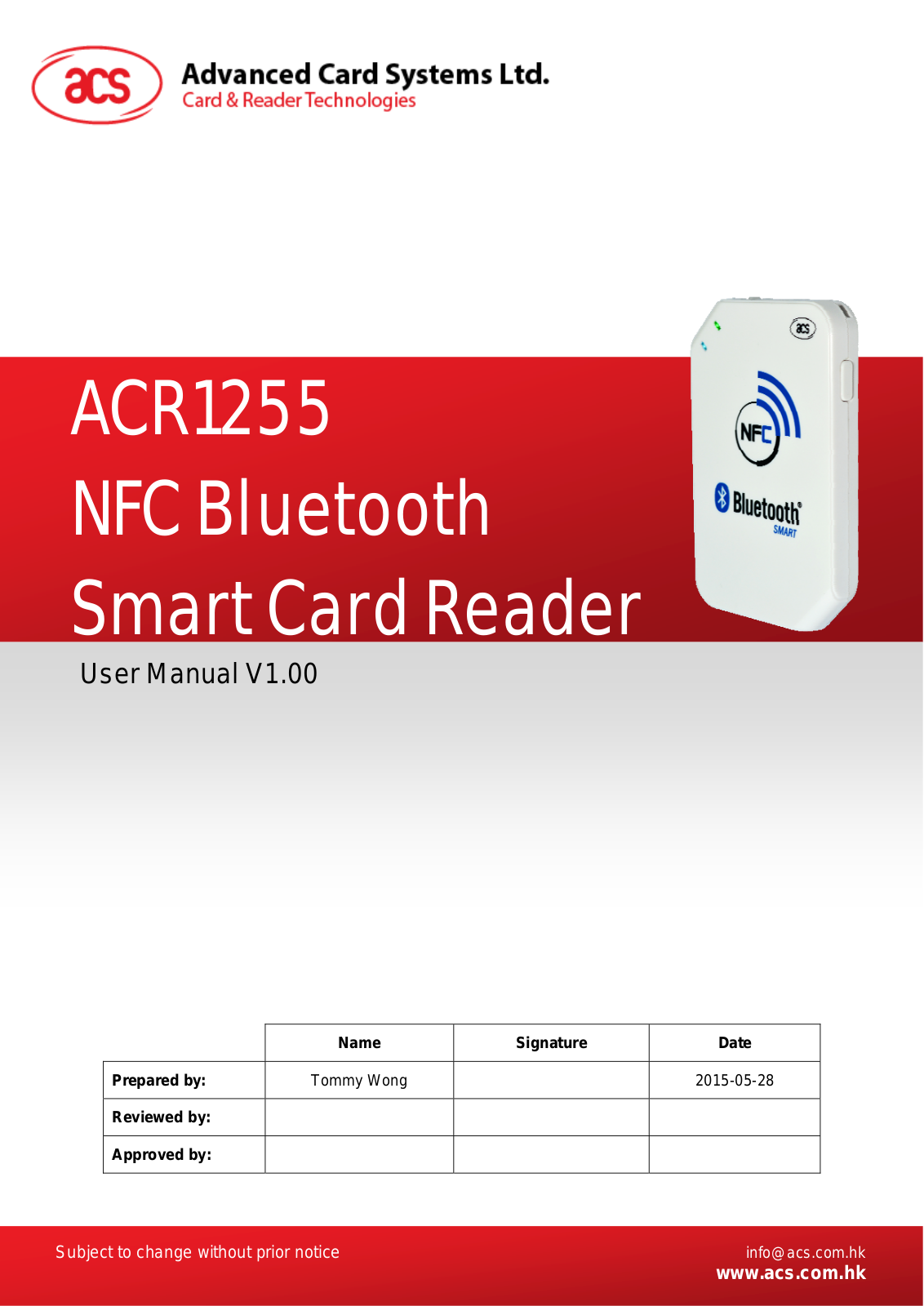 Advanced Card Systems ACR1255 Users Manual