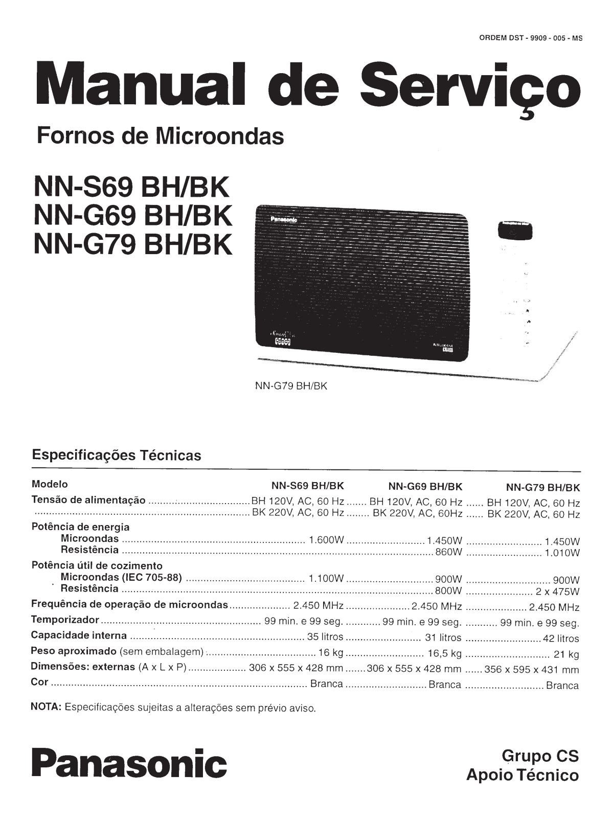 Panasonic NN-G69 G79 S69 Schematic