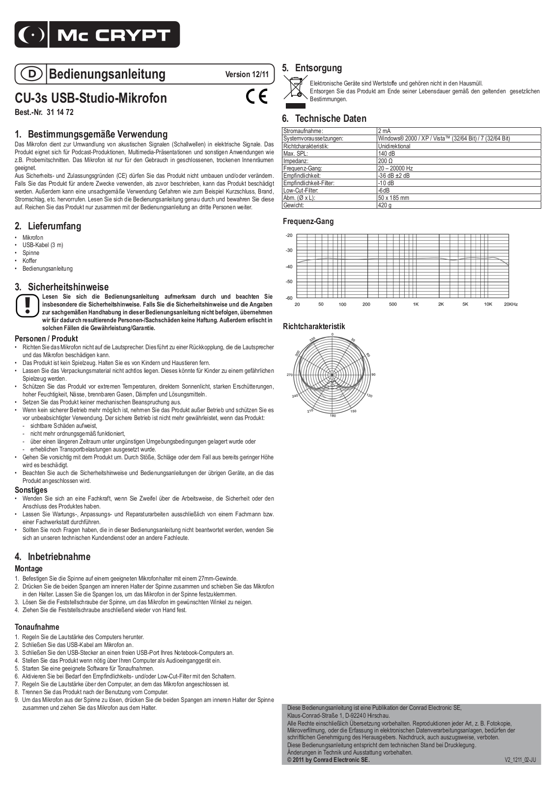 Mc Crypt 31 14 72 Operating instructions