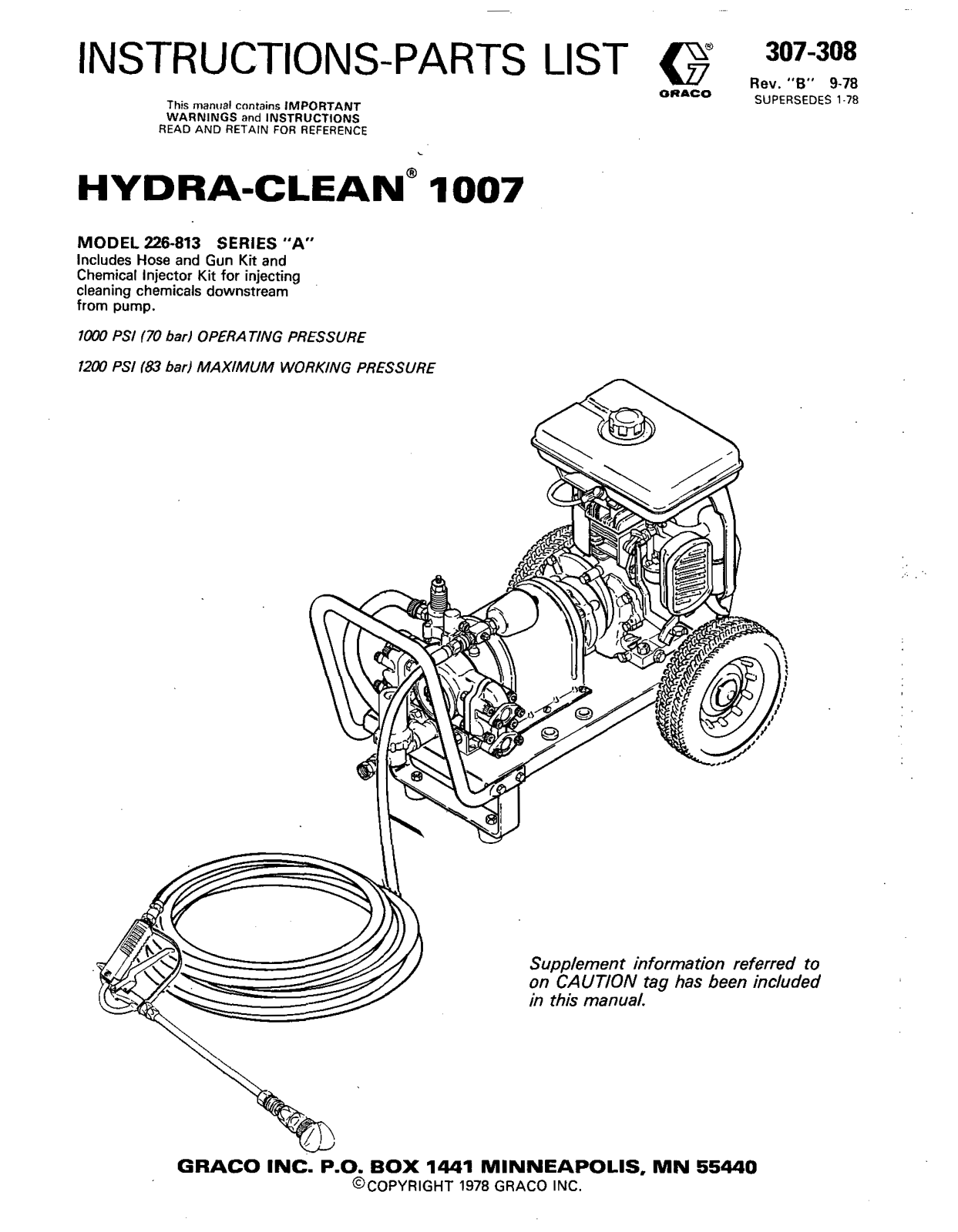 Graco Inc Hydra-Clean 1007, Hydra-Clean 307-308, Hydra-Clean 226-813 User Manual - ManualMachine.com