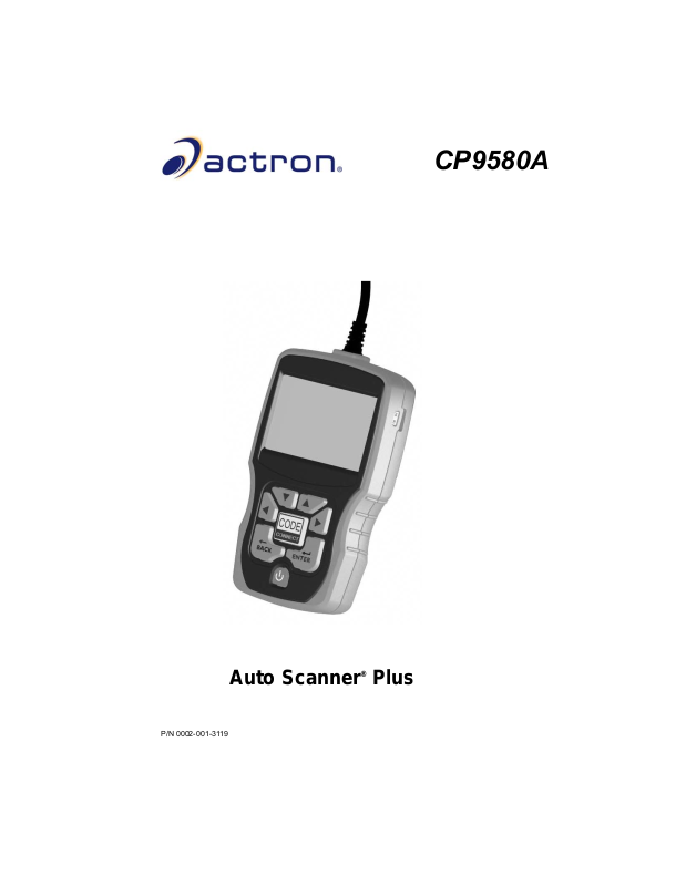 Actron CP9580A User Manual