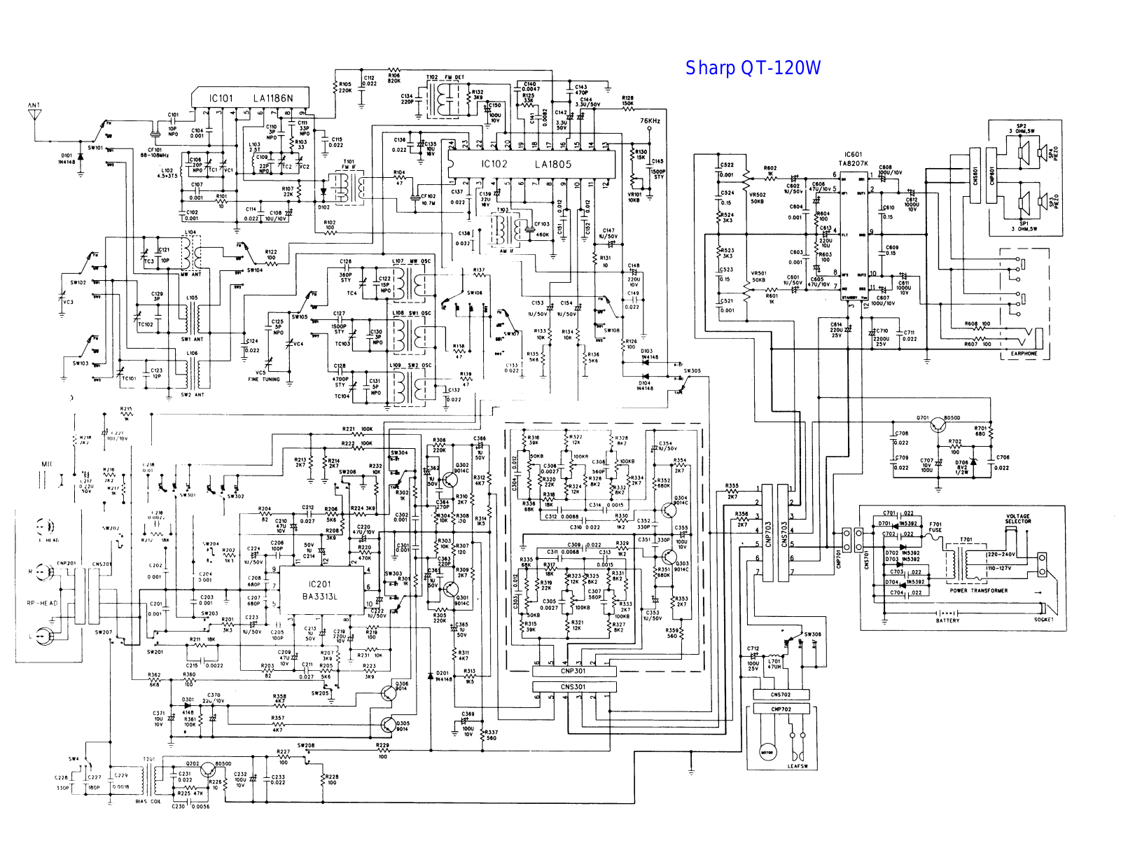 SHARP QT-120W Schematics