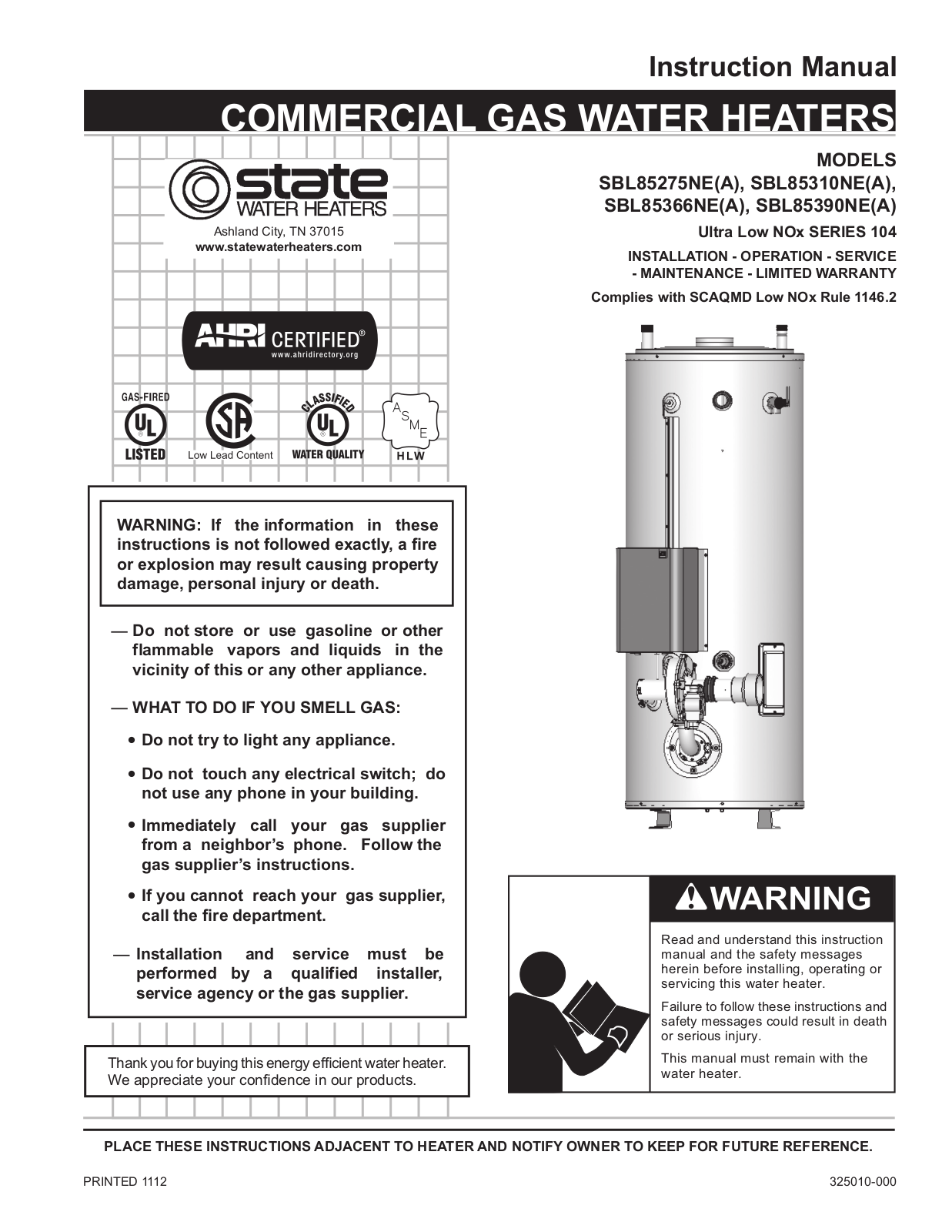 State SBL85 390 NE A User Manual