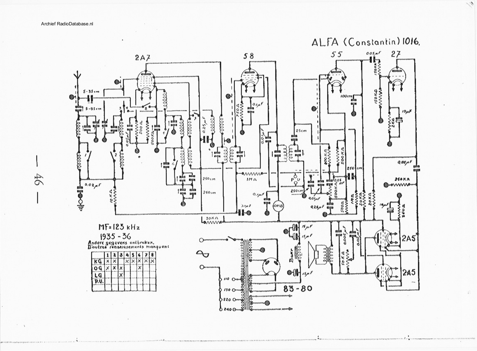 Alfa constantin  1935 schematic