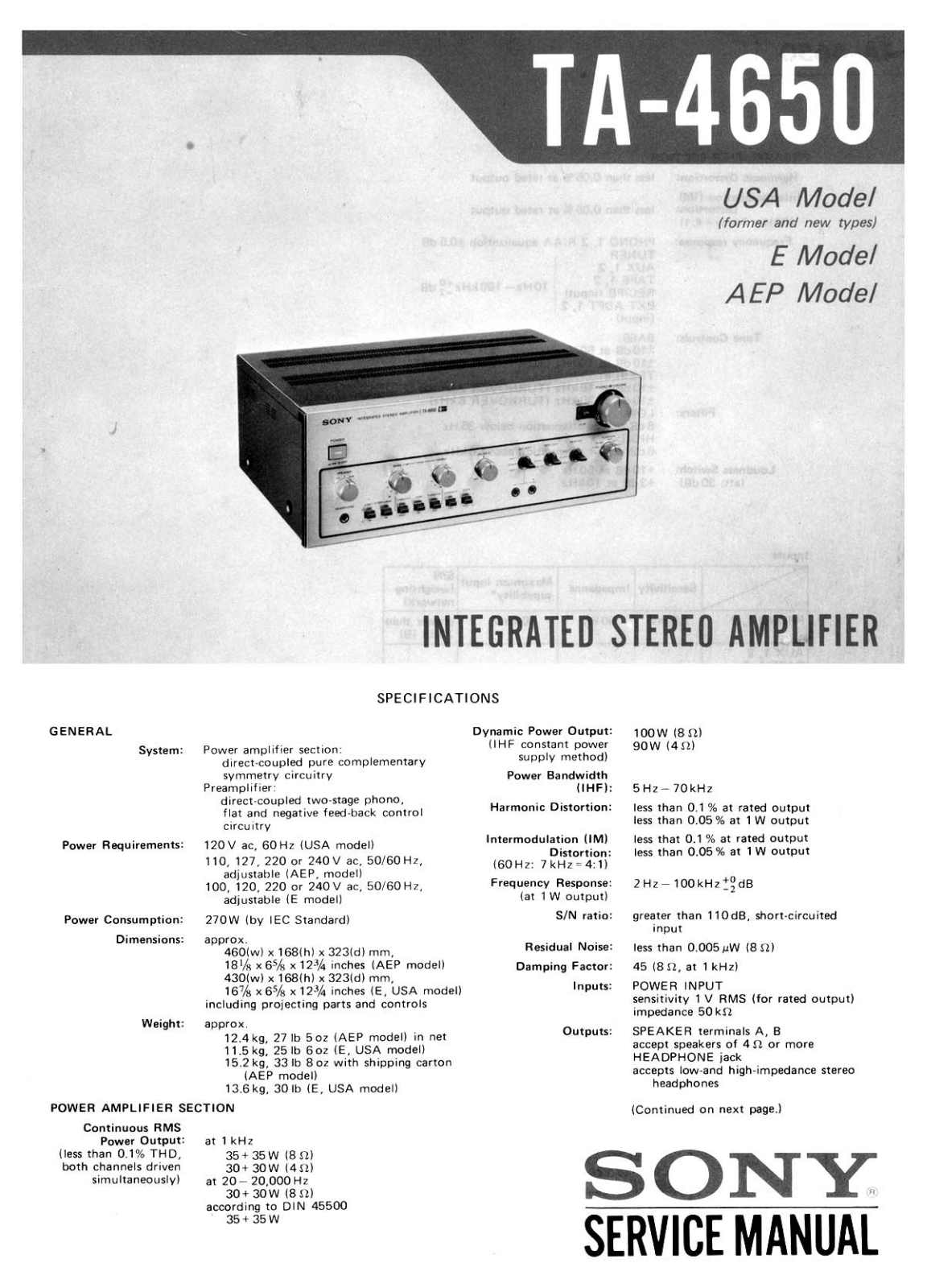 Sony TA-4650 Service manual