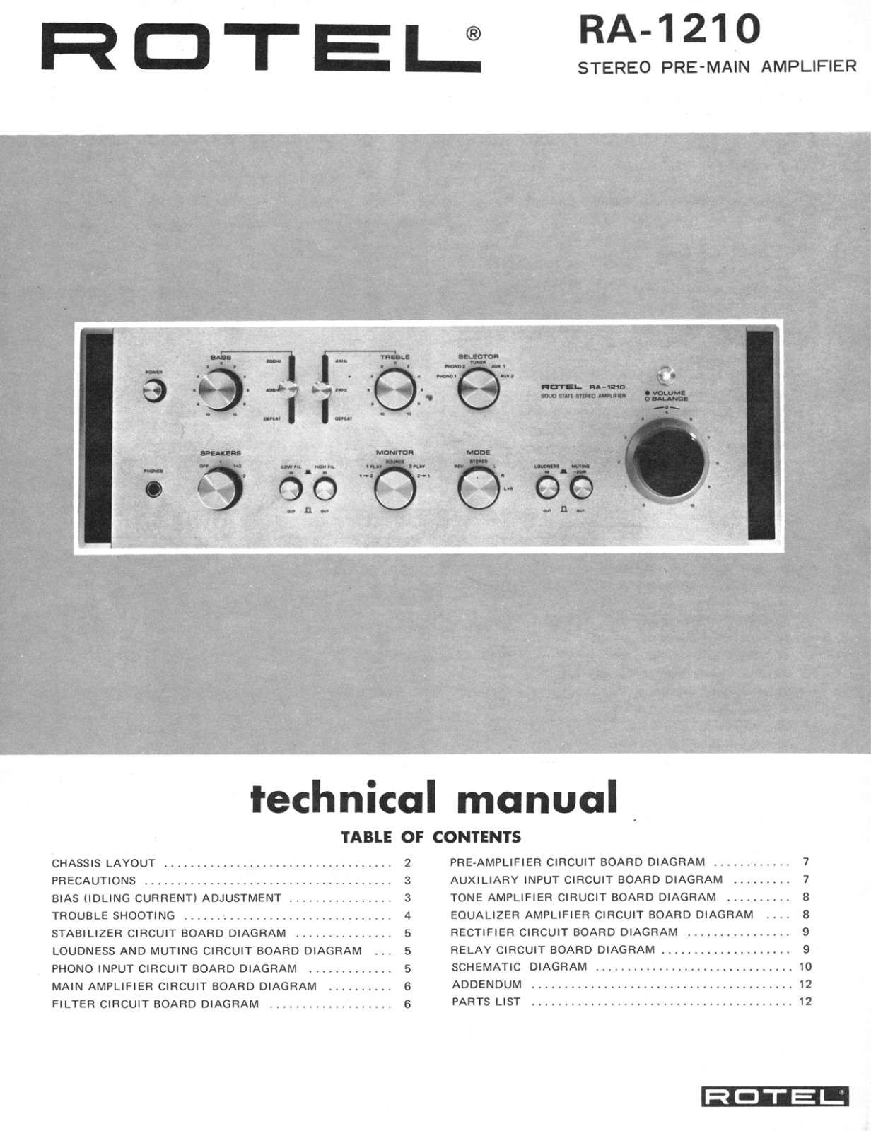 Rotel RA-1210 Service manual