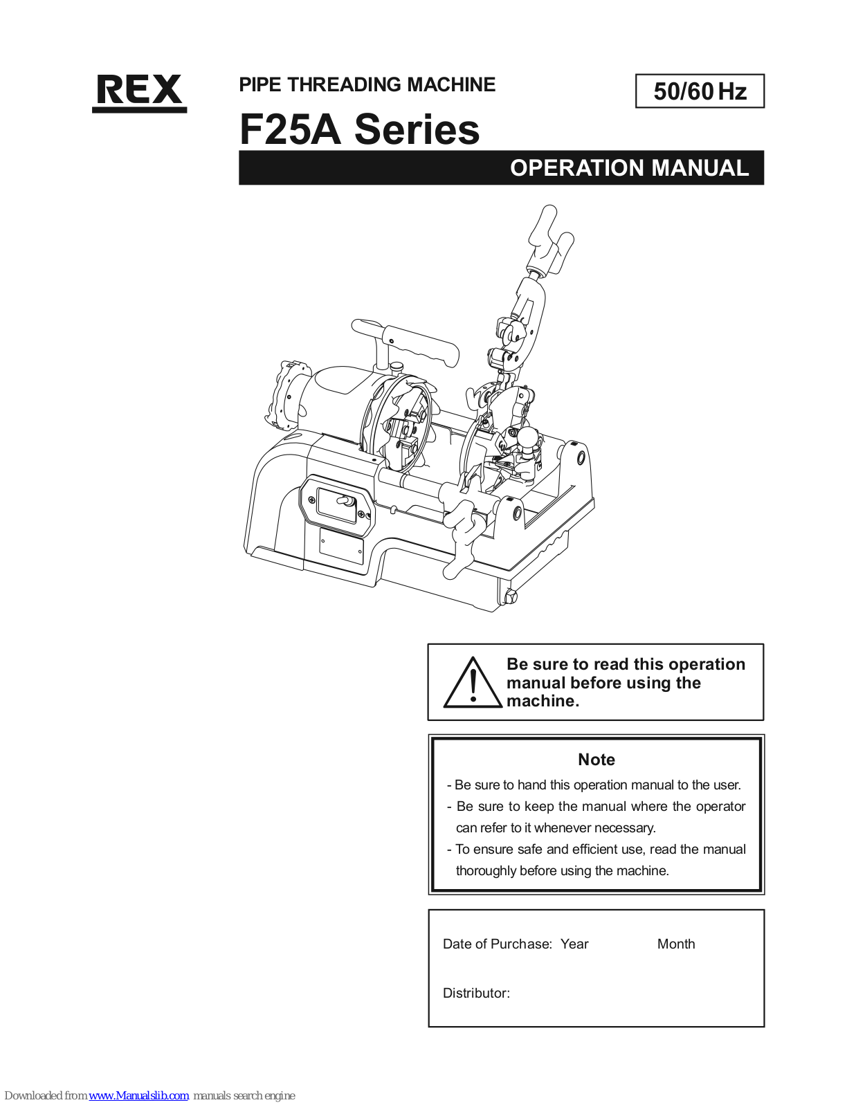 REX F25A Series, F25A III HSS, F25A III, F25A Operation Manual