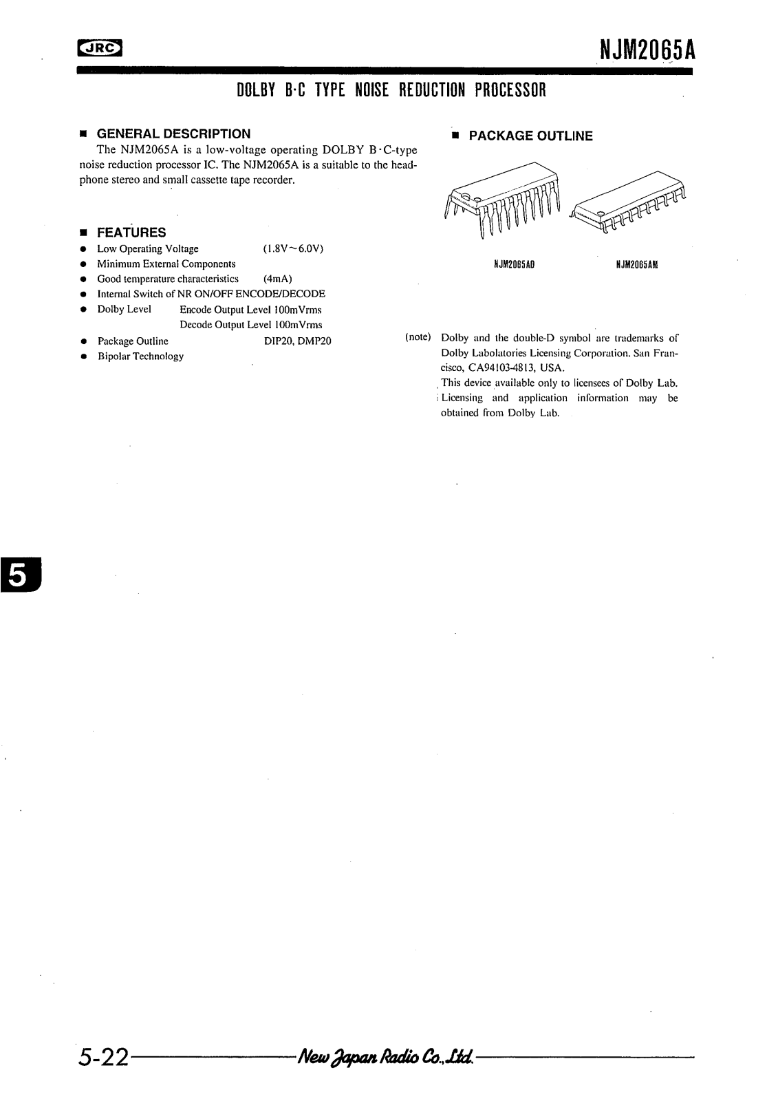 JRC NJM2065AM, NJM2065AD Datasheet