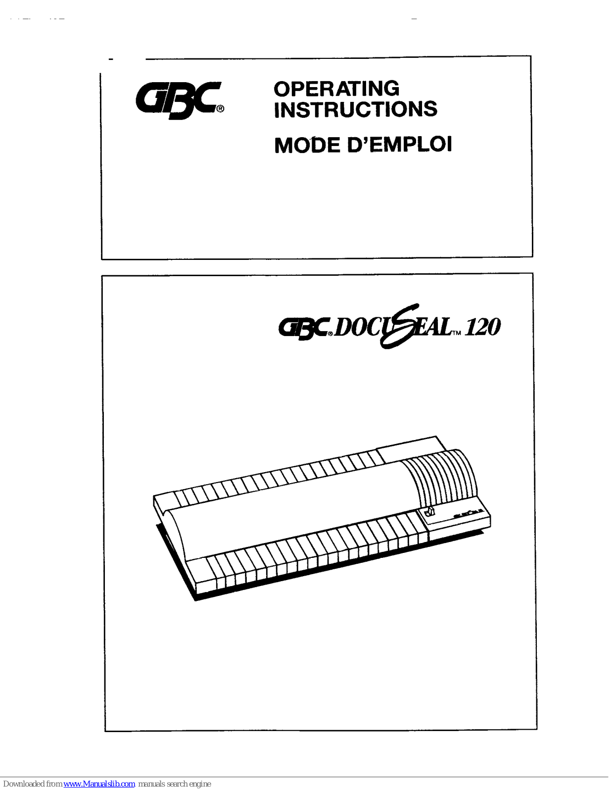 GBC DocuSeal 120 Operating Instructions Manual