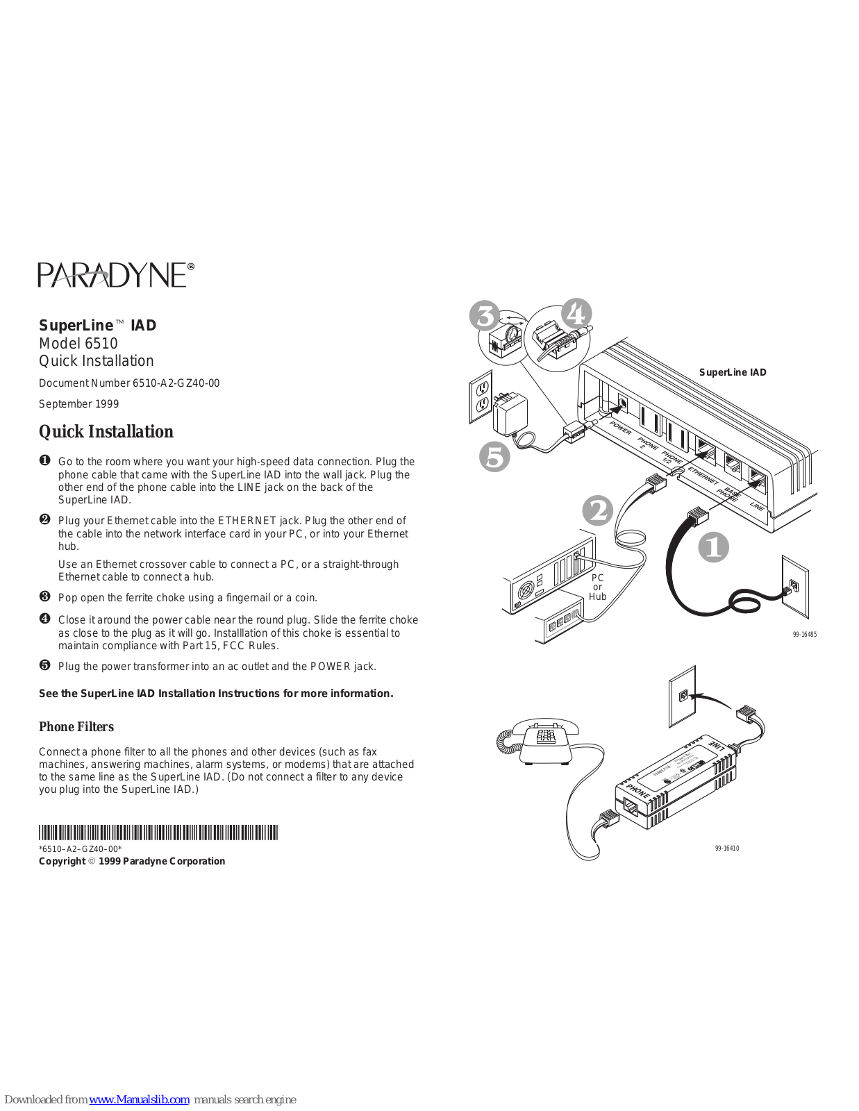 Paradyne SuperLine 6510 Quick Installation - ManualMachine.com