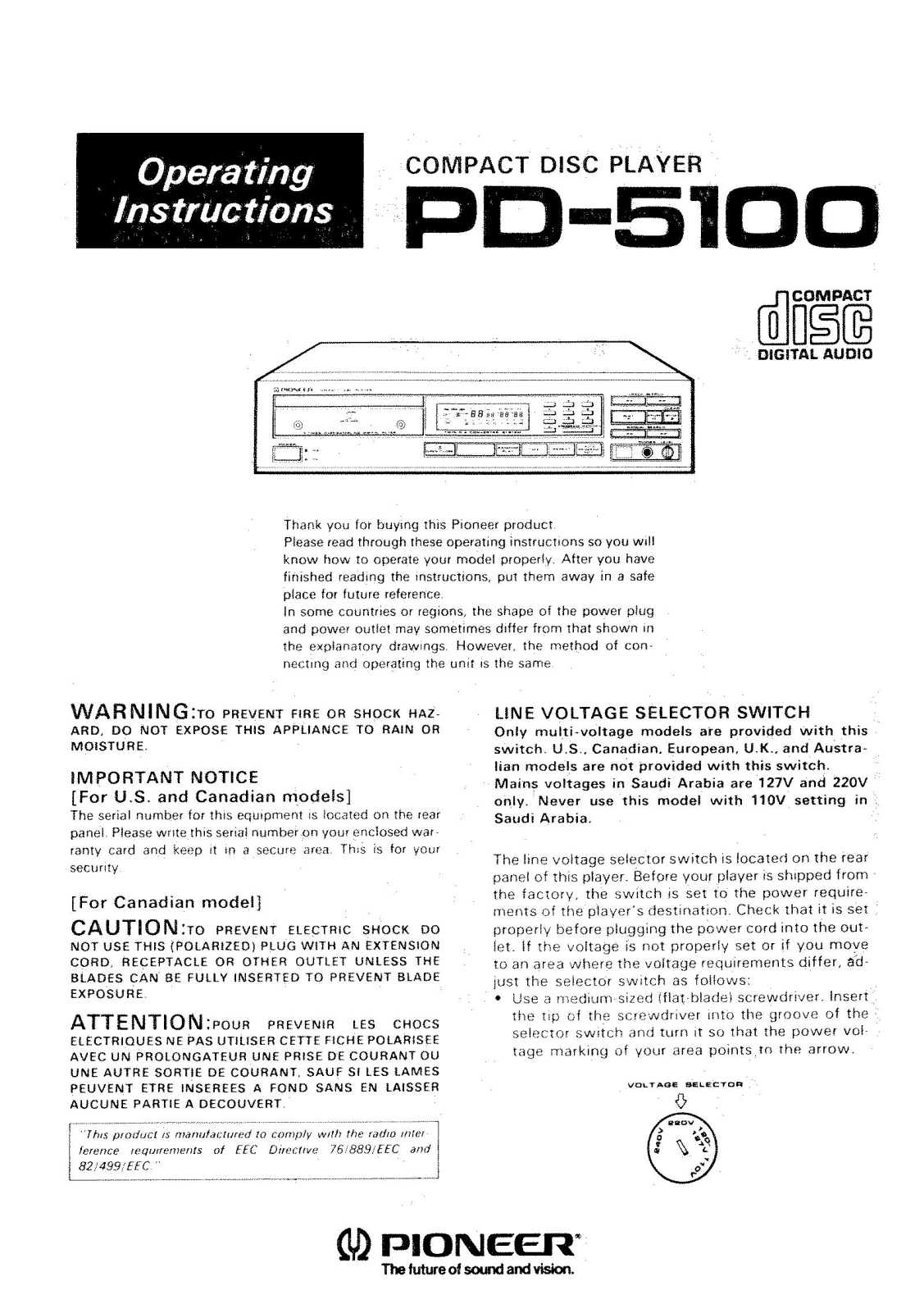 Pioneer PD-5100 Owners manual