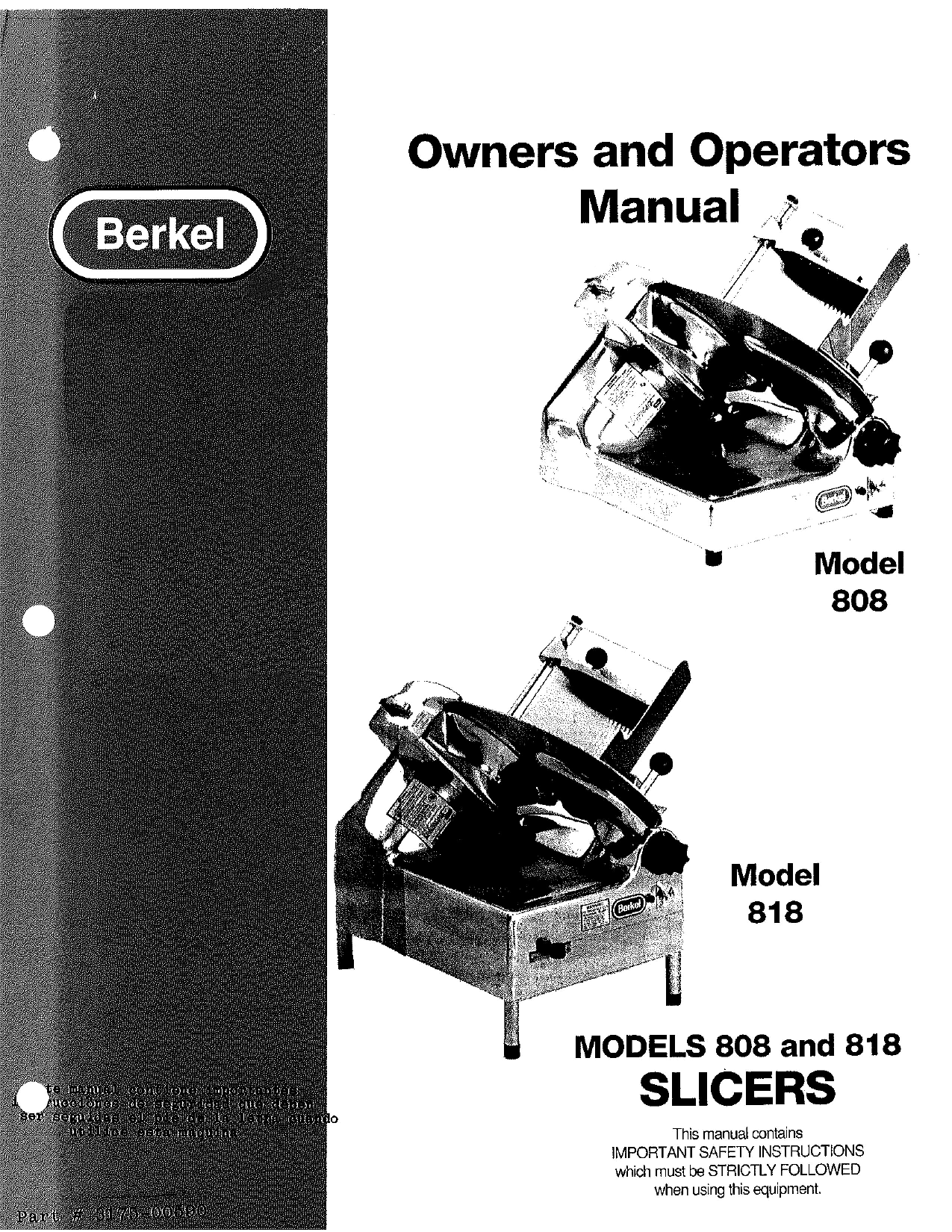 Berkel 818, 808 User Manual