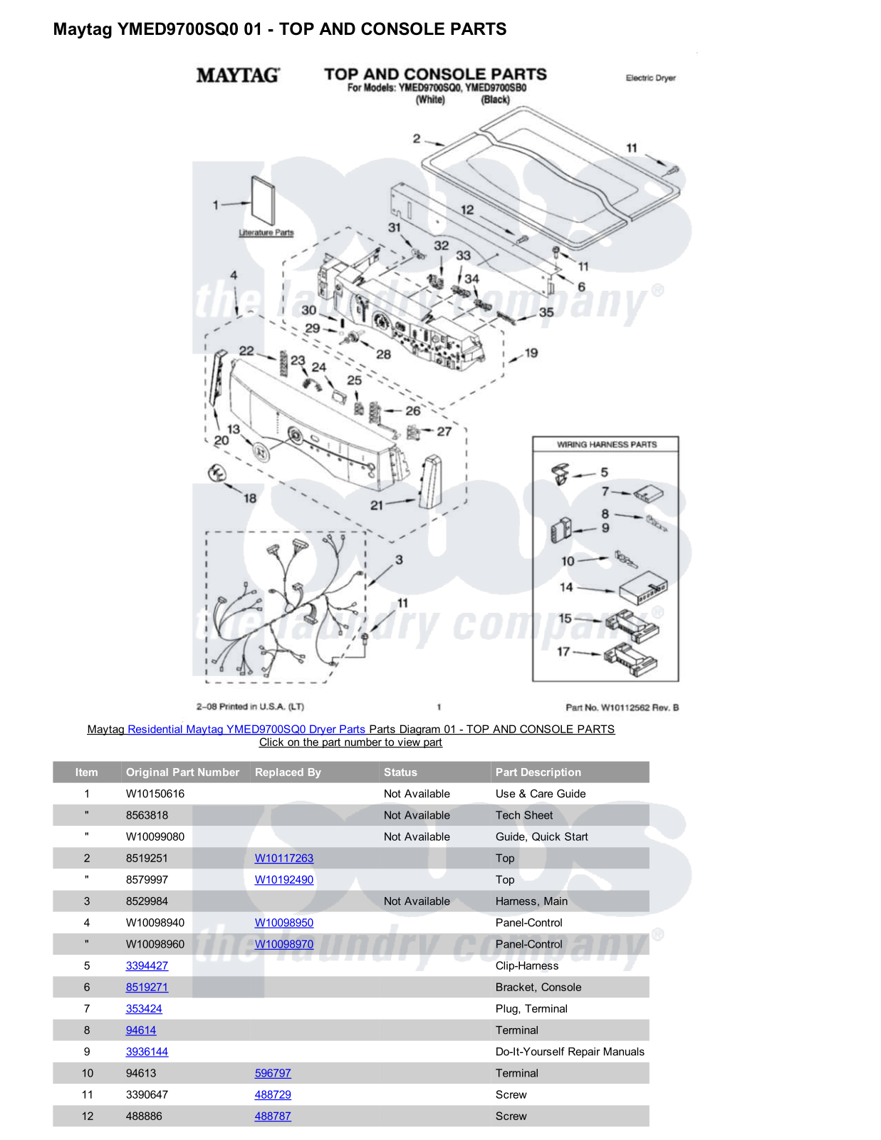 Maytag YMED9700SQ0 Parts Diagram