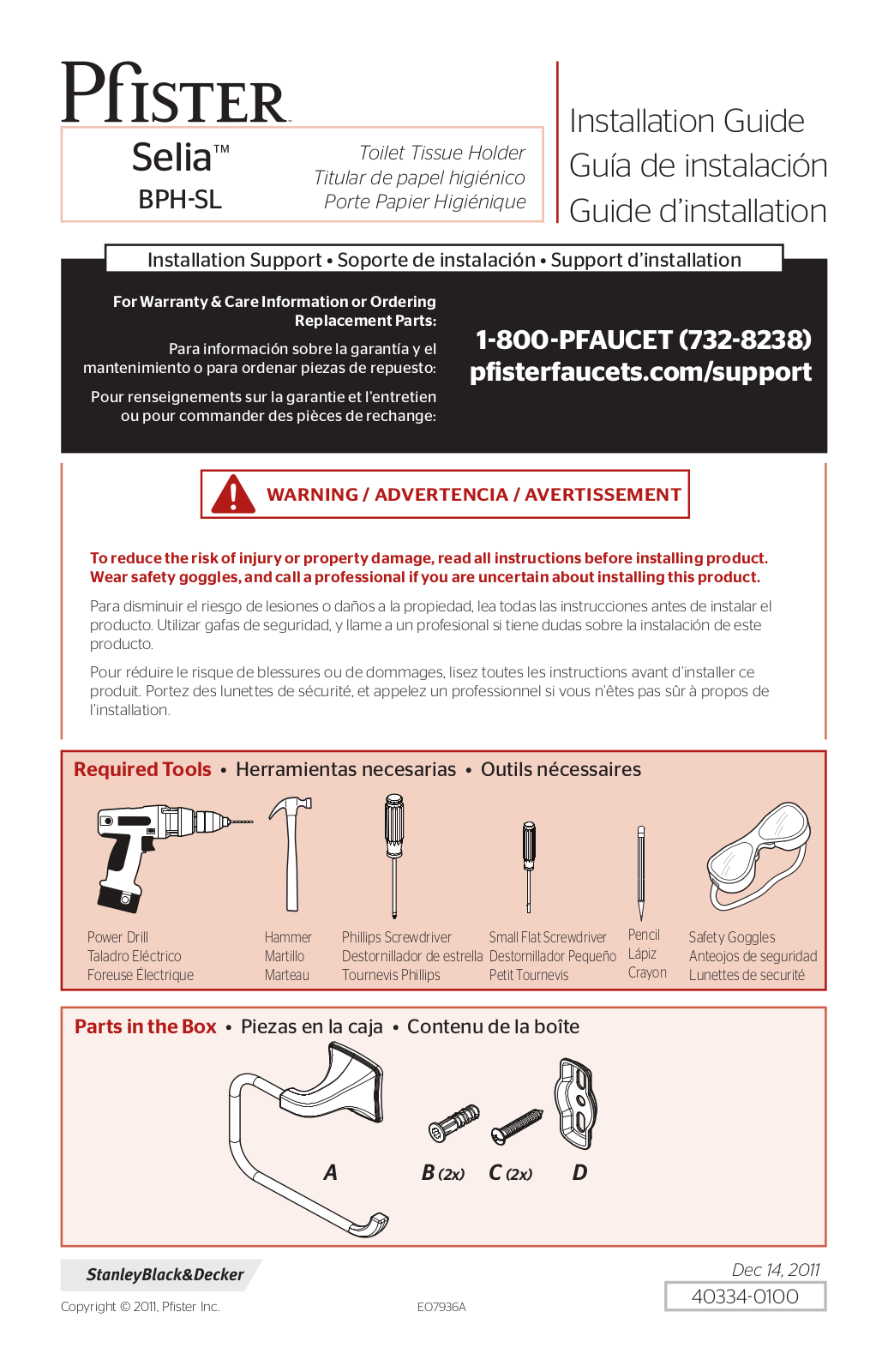 Pfister BPH-SL1K User Manual