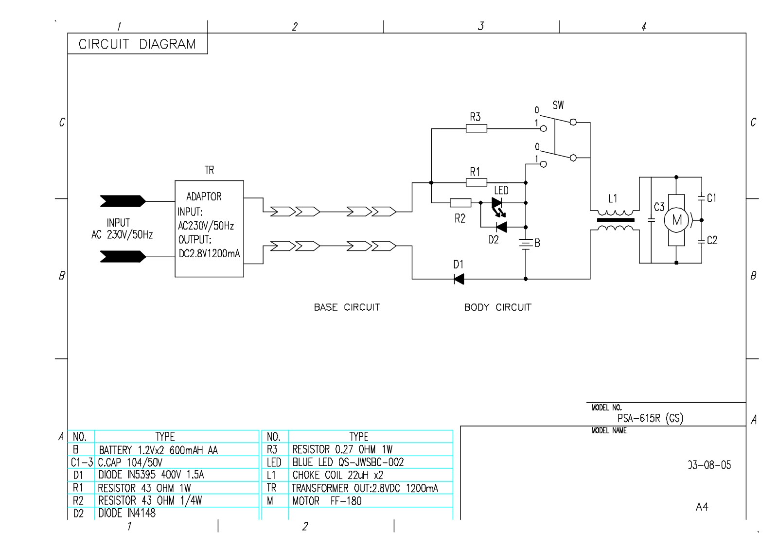 Vitek PSA615R Circuit diagrams