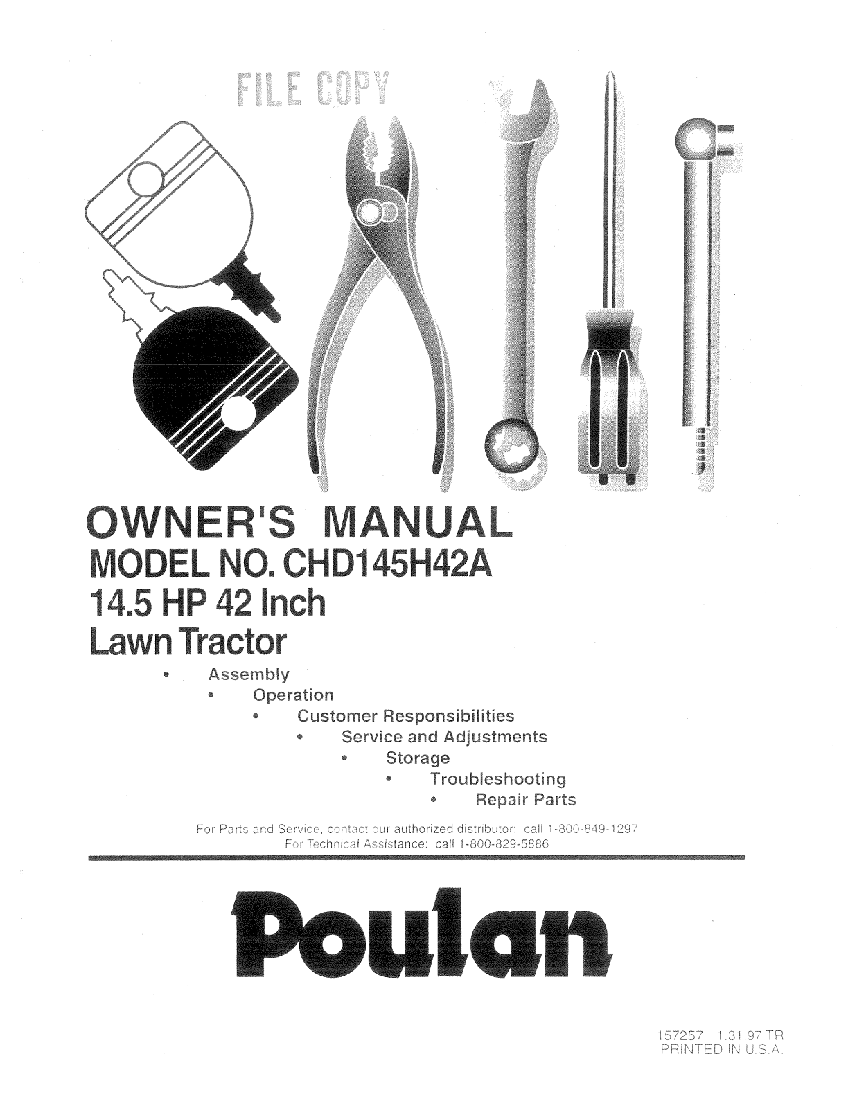 Poulan 157257, CHD145H42A User Manual