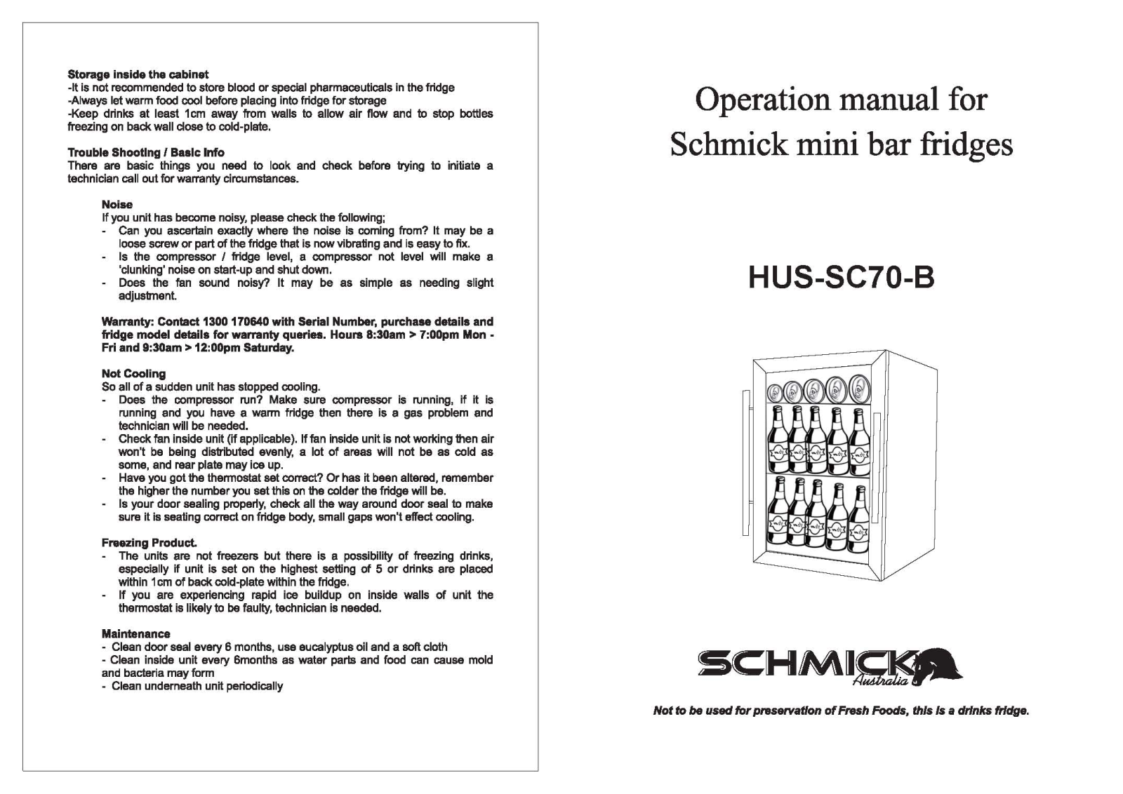 Schmick HUS-SC70-B User Manual