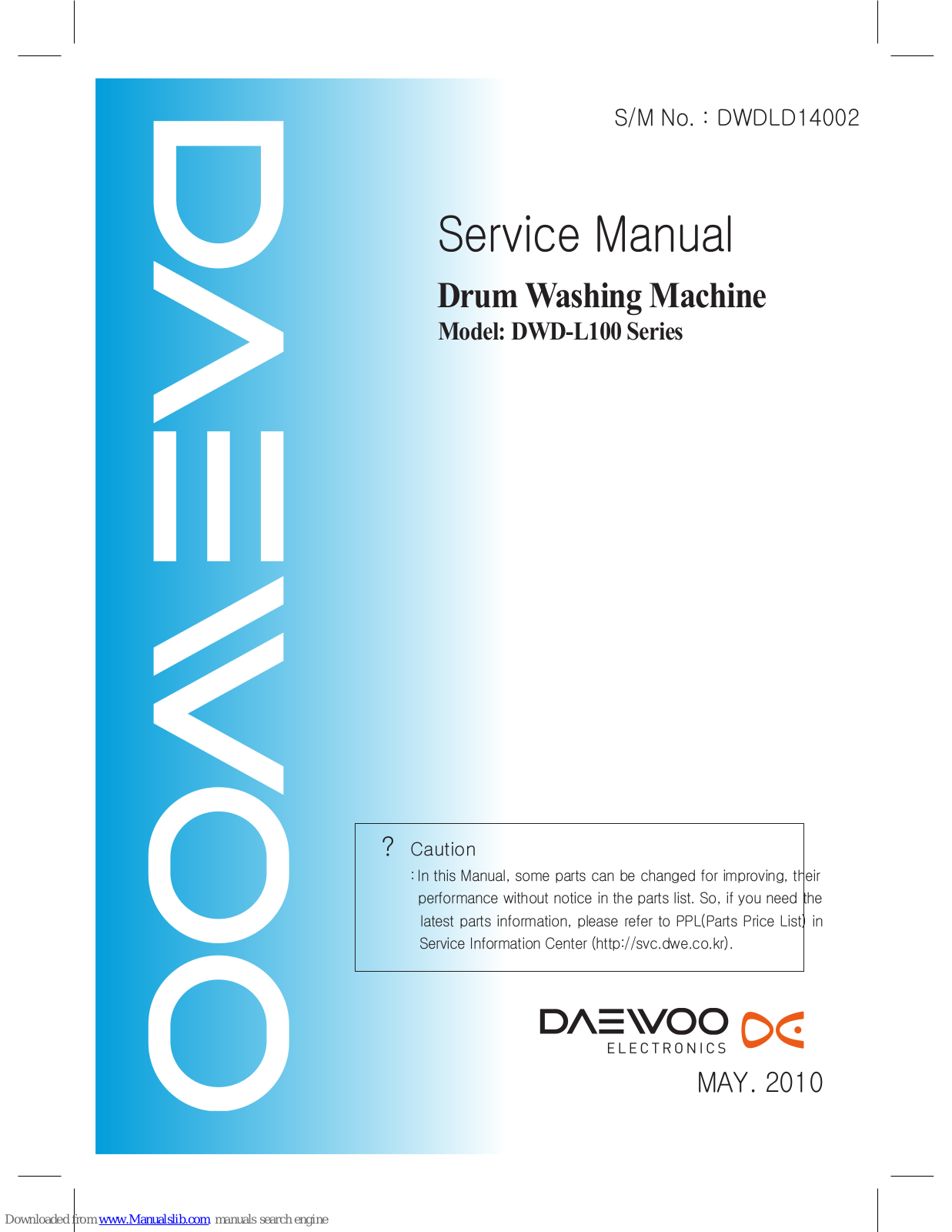 Daewoo DWC-LU1011, DWC-LU1211, DWD-LU1011, DWD-LU1211, DWC-LD1411 Service Manual