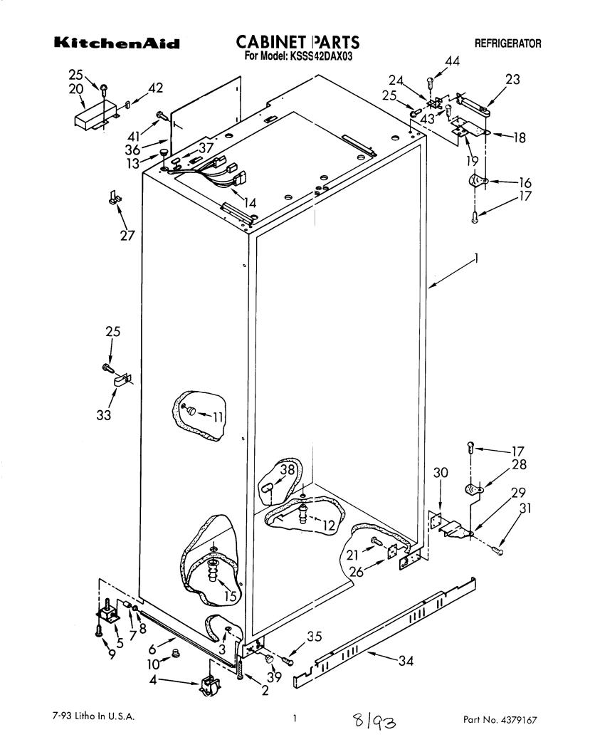 KitchenAid KSSS42DAX03 Parts List