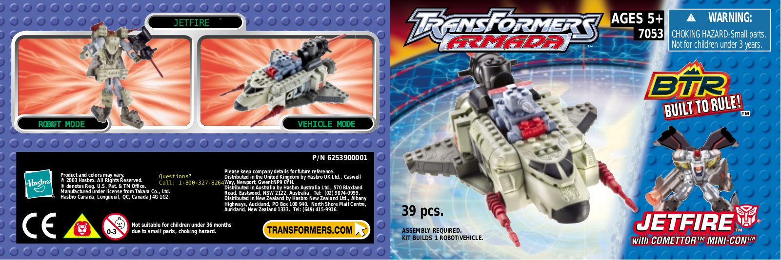 HASBRO BTR - JETFIRE w/ COMETTOR MINI-CON Figure User Manual