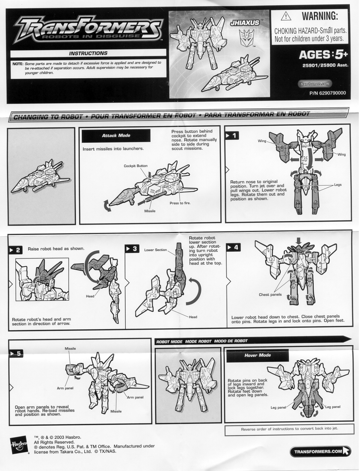 HASBRO Transformers Robots in Disguise Jhiaxus User Manual