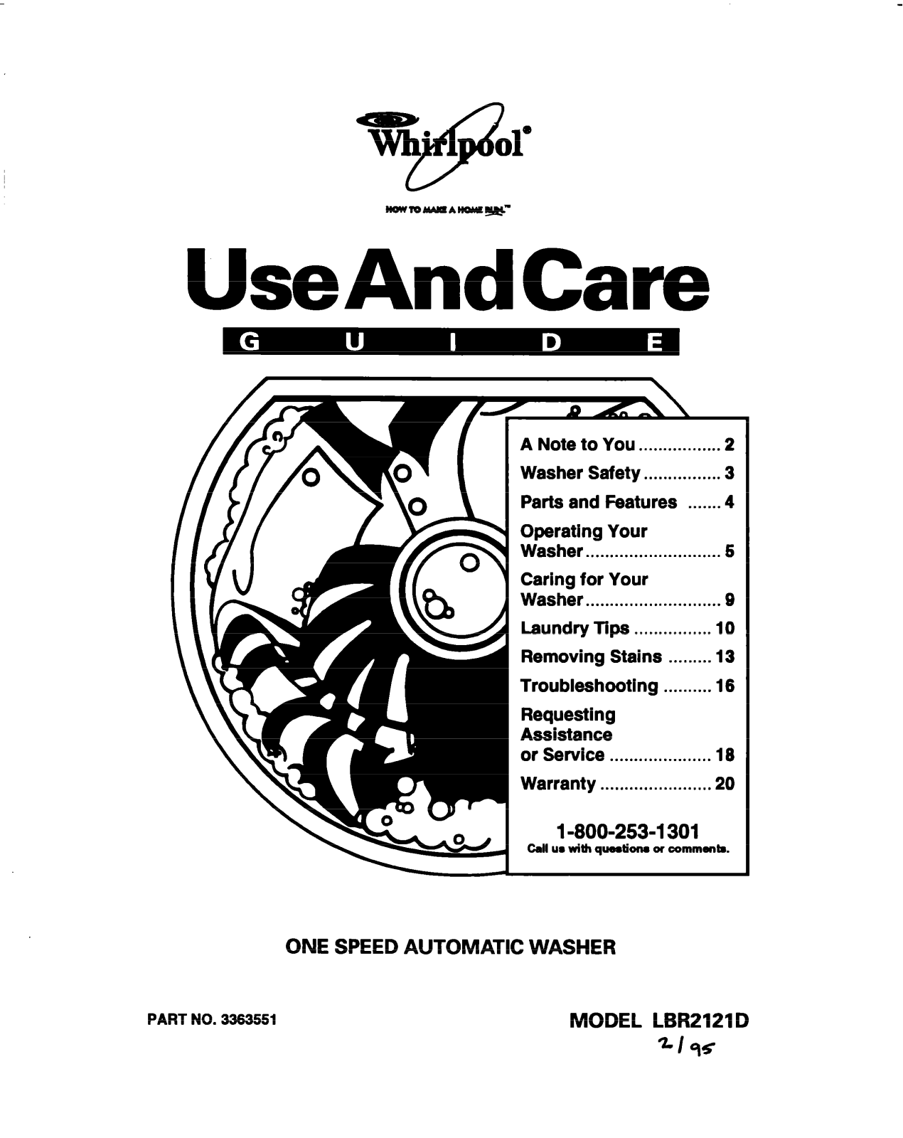 Whirlpool LBR2121 D Owner's Manual