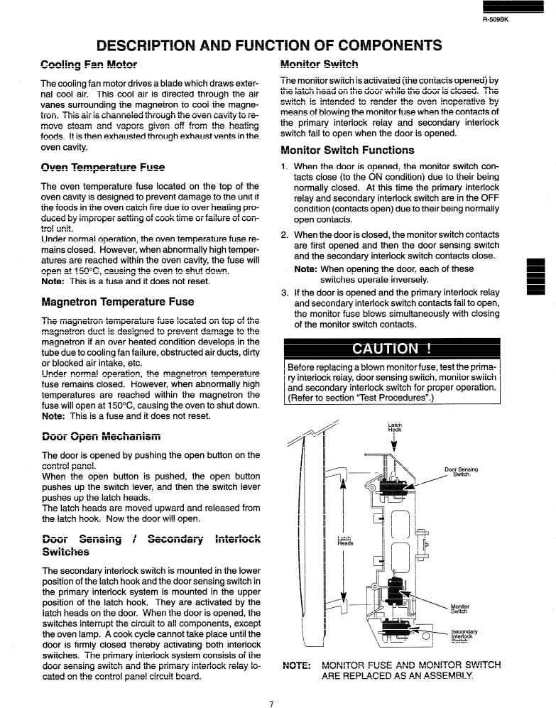SHARP R509BE, R-509BK Service Manual