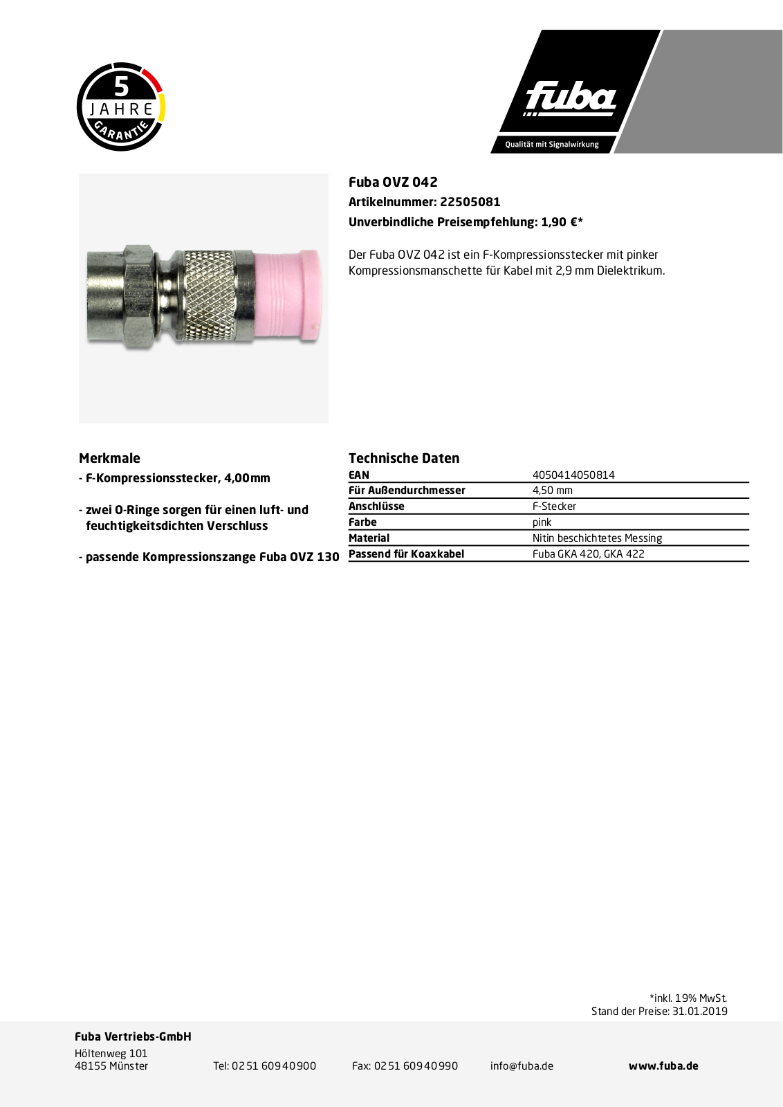 Fuba OVZ 042 Technische Daten