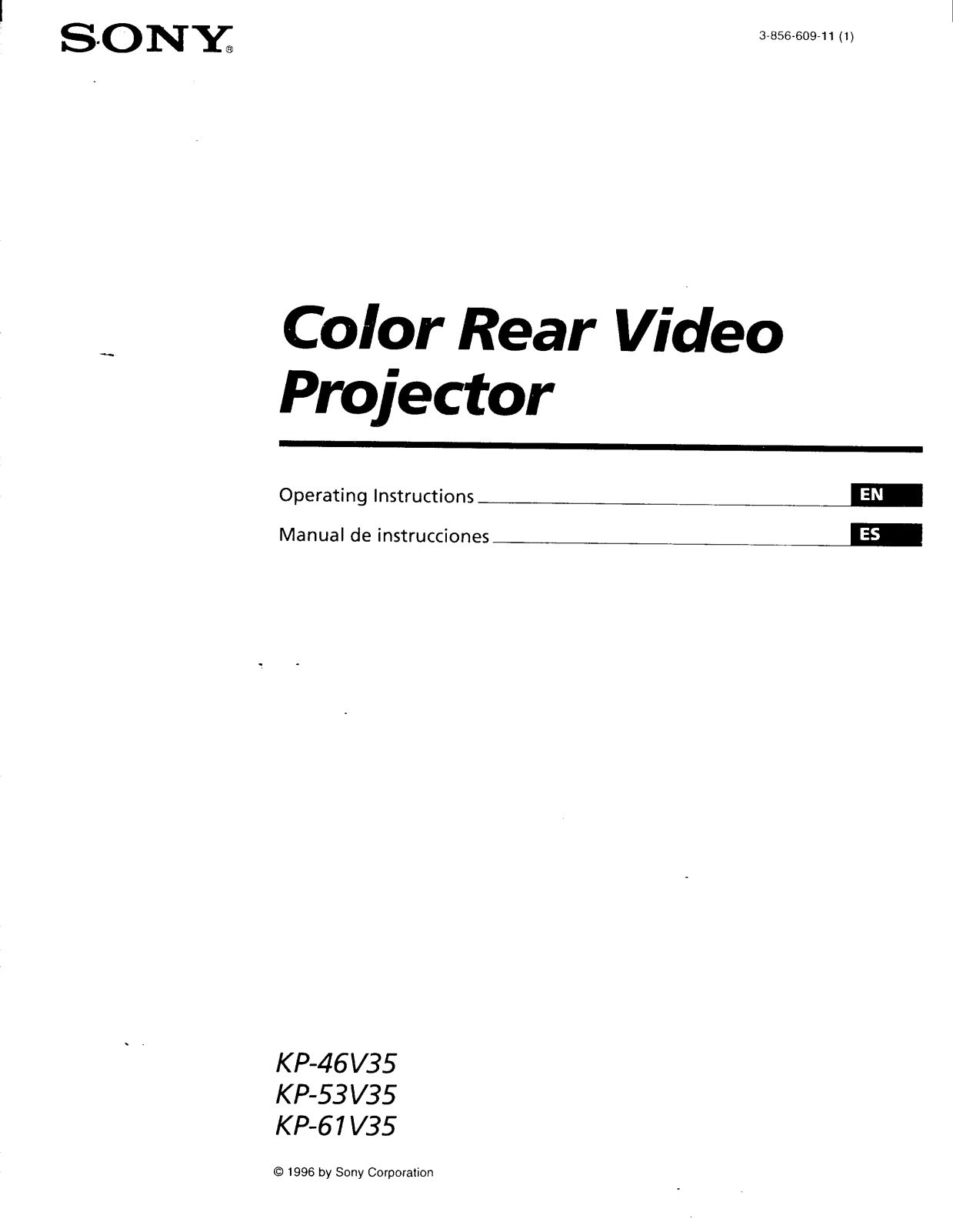 Sony KP-46V35, KP-53V35, KP-61V35 Operating Manual