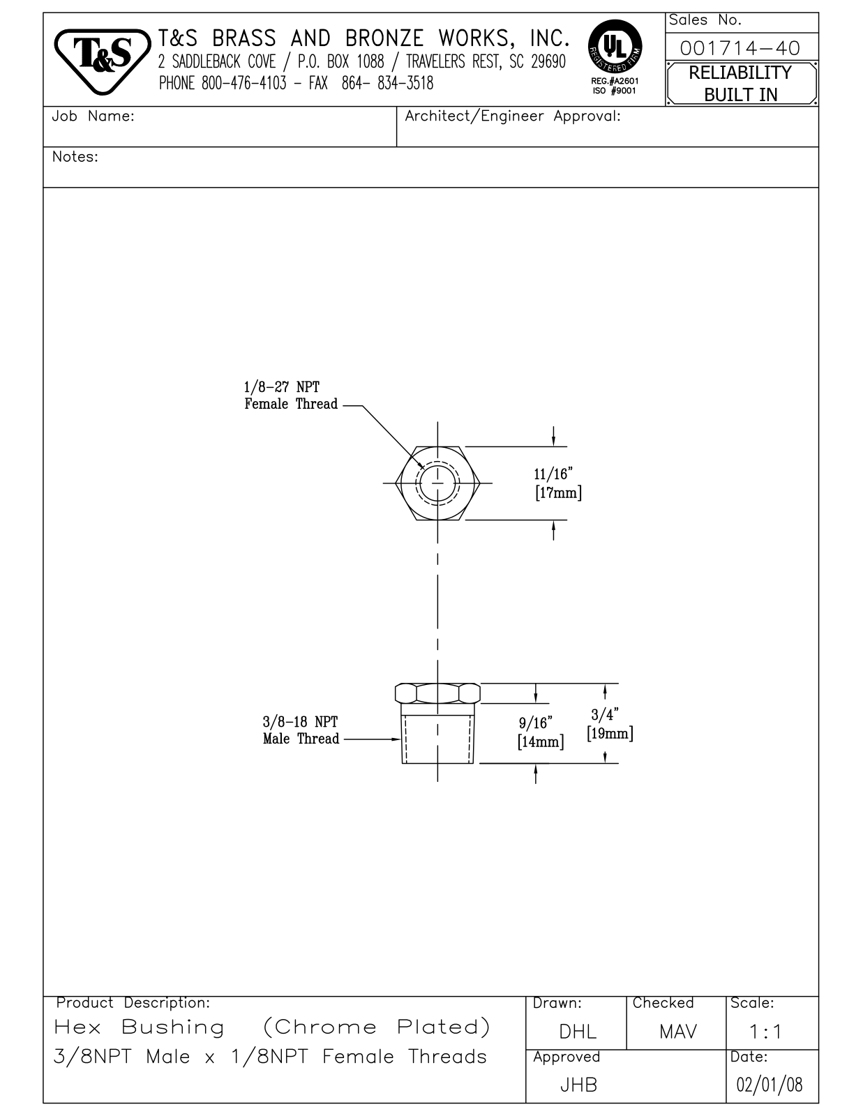 T&S Brass 001714-40 User Manual