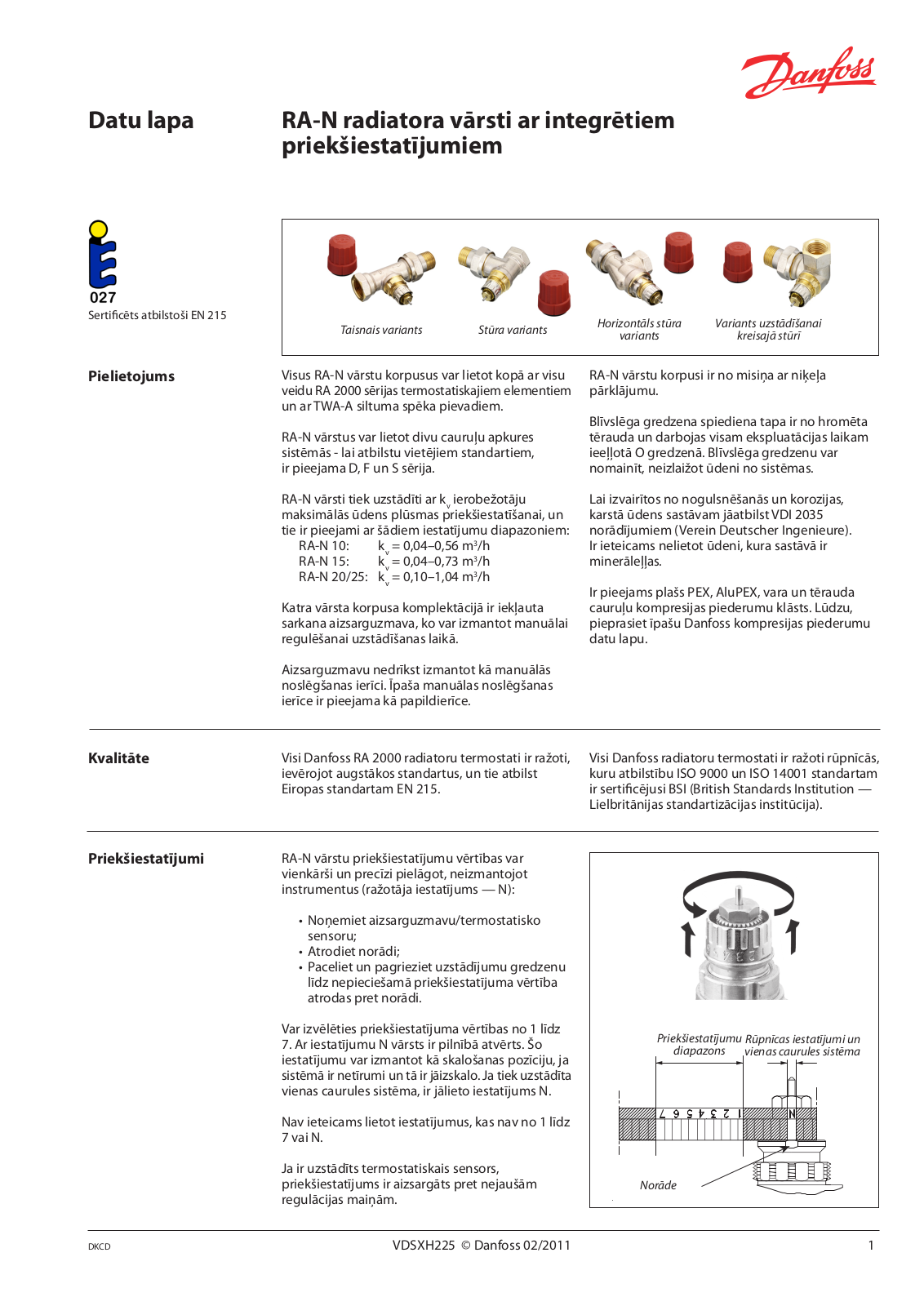 Danfoss RA-N 10, RA-N 15, RA-N 20/25 Data sheet