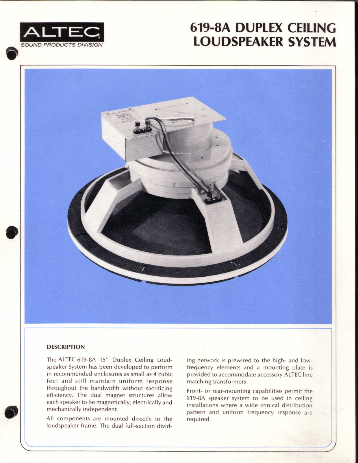 Altec lansing 619-8A User Manual