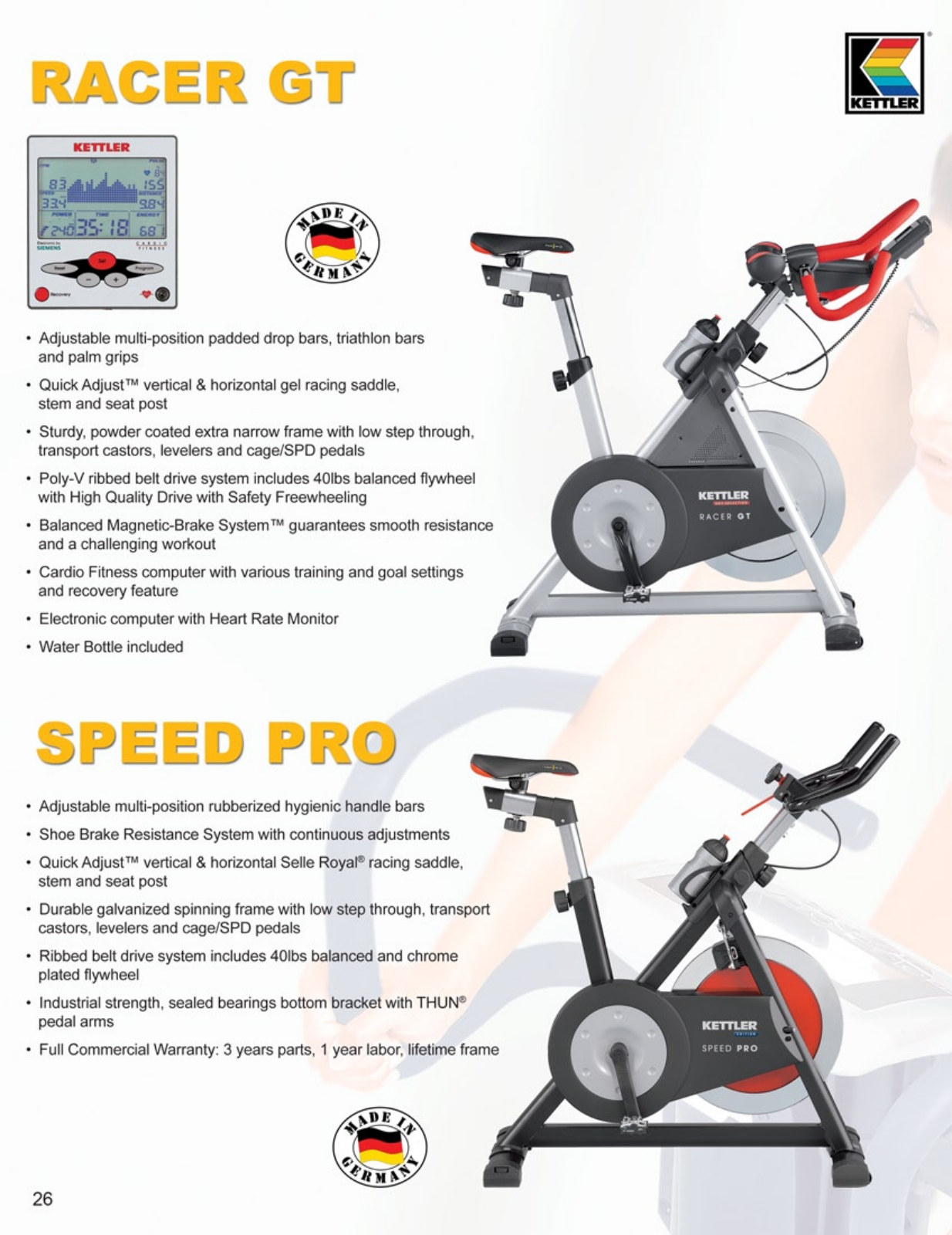 Kettler Speed Pro, Racer GT User Manual