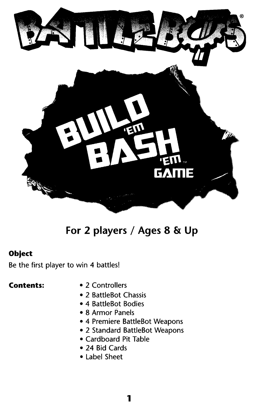 HASBRO Battle Bots Build 'em Bash 'em User Manual