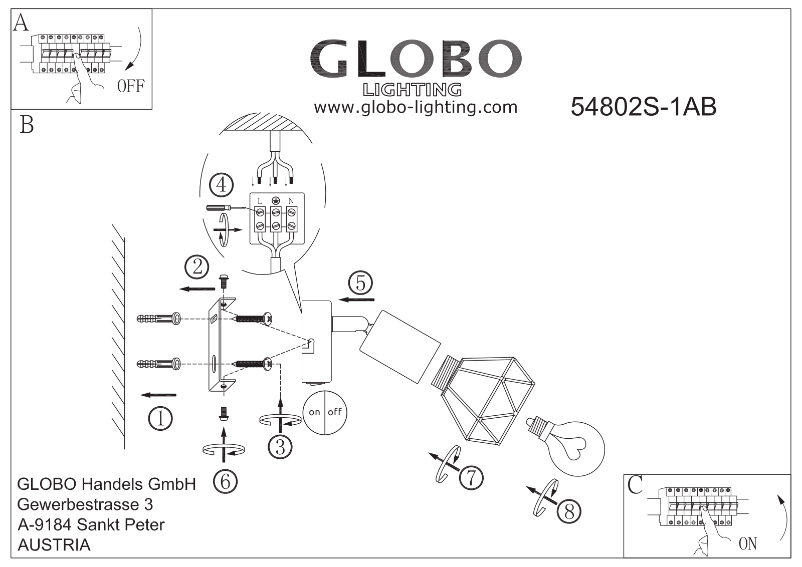 GLOBO 54802S-1AB User guide - ManualMachine.com