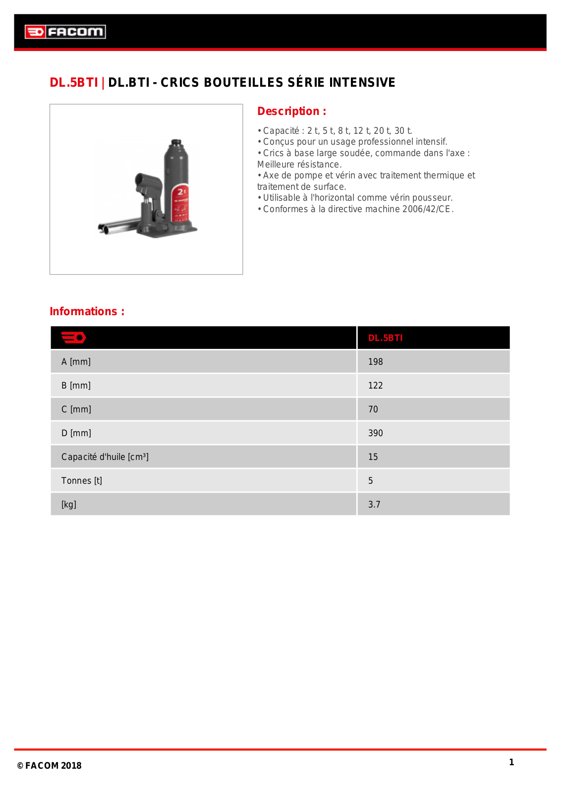 Facom DL.5BTIPF Specification - ManualMachine.com