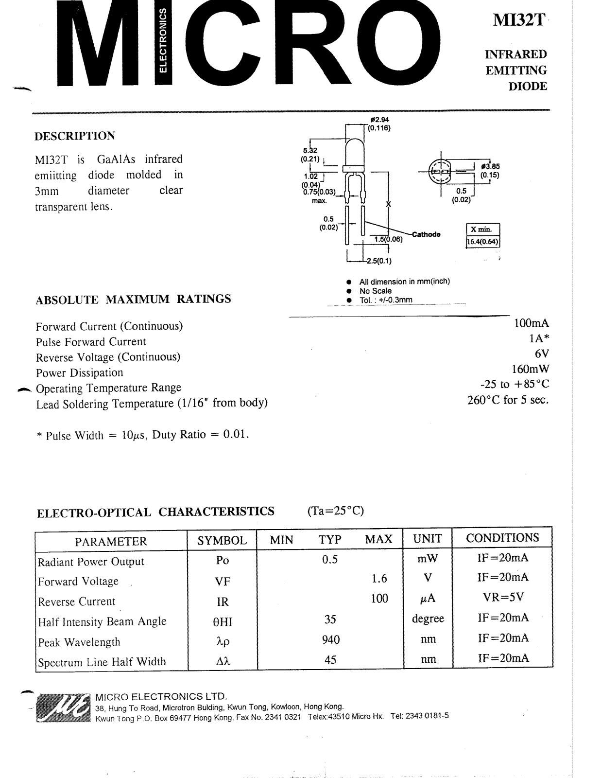 MICRO MI32T-L Datasheet