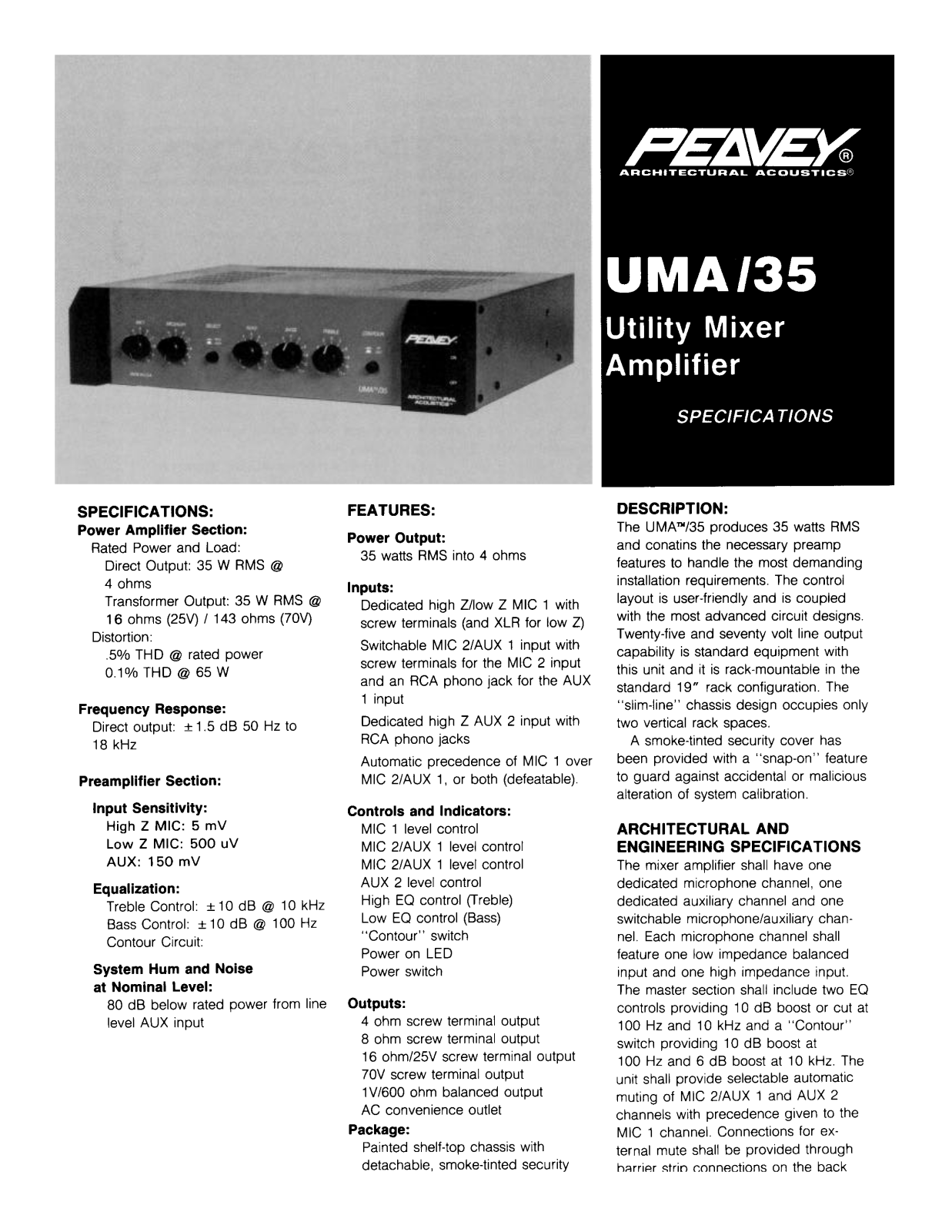 Peavey UMA-35 User Manual