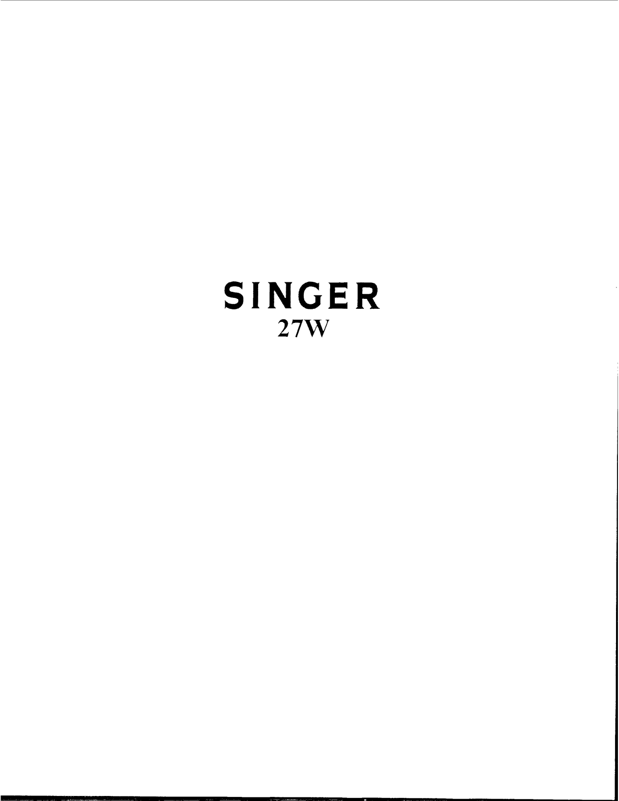 Singer 27w50, 27w20, 27w1 User Manual